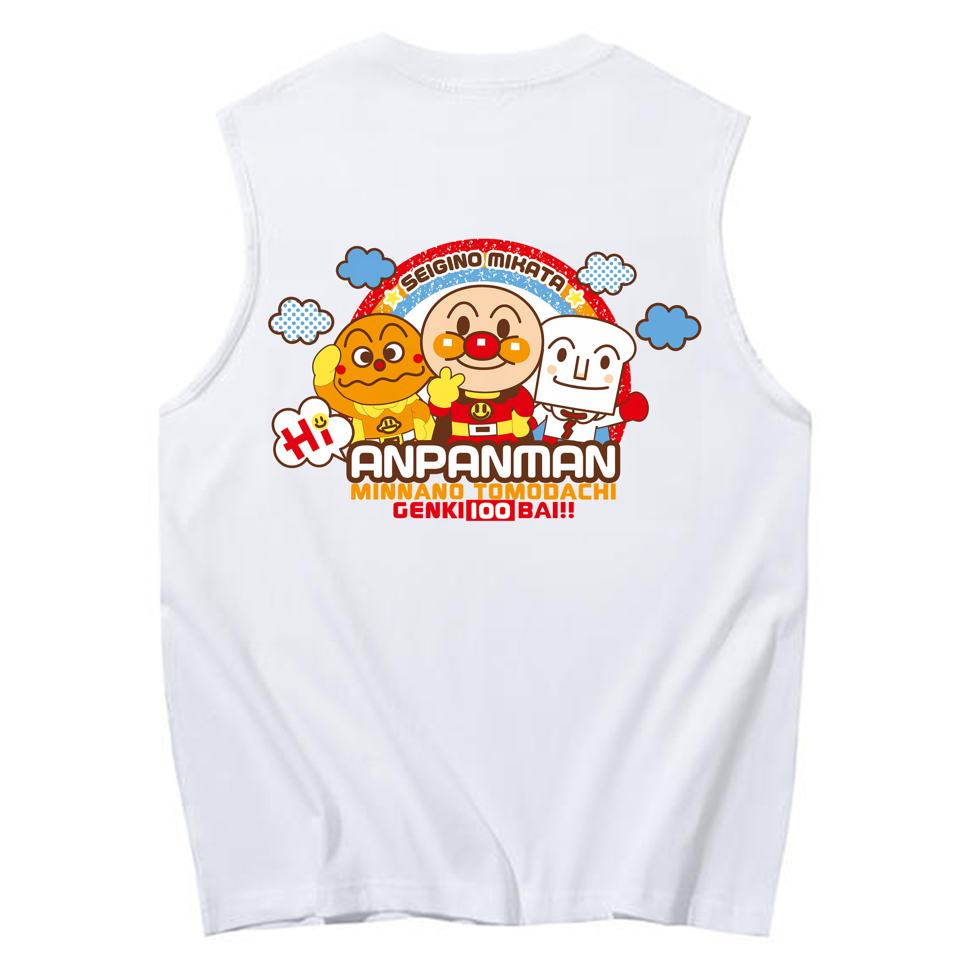 （画像用） アンパンマン Anpanman コットン100％タンクトップ（背面プリント）