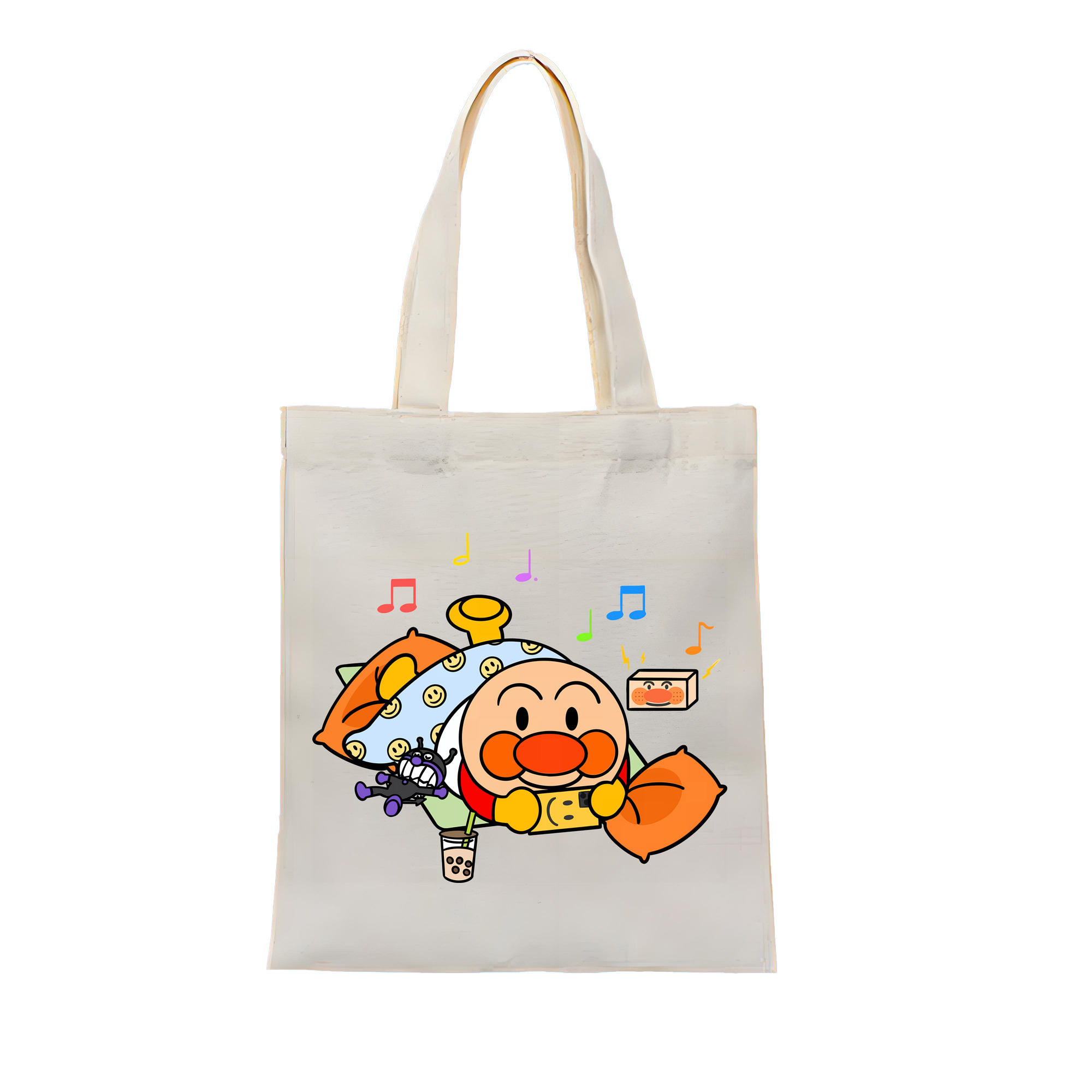 （画像用） アンパンマン Anpanman 縦型キャンバス生地手提げバッグ　トートバッグ