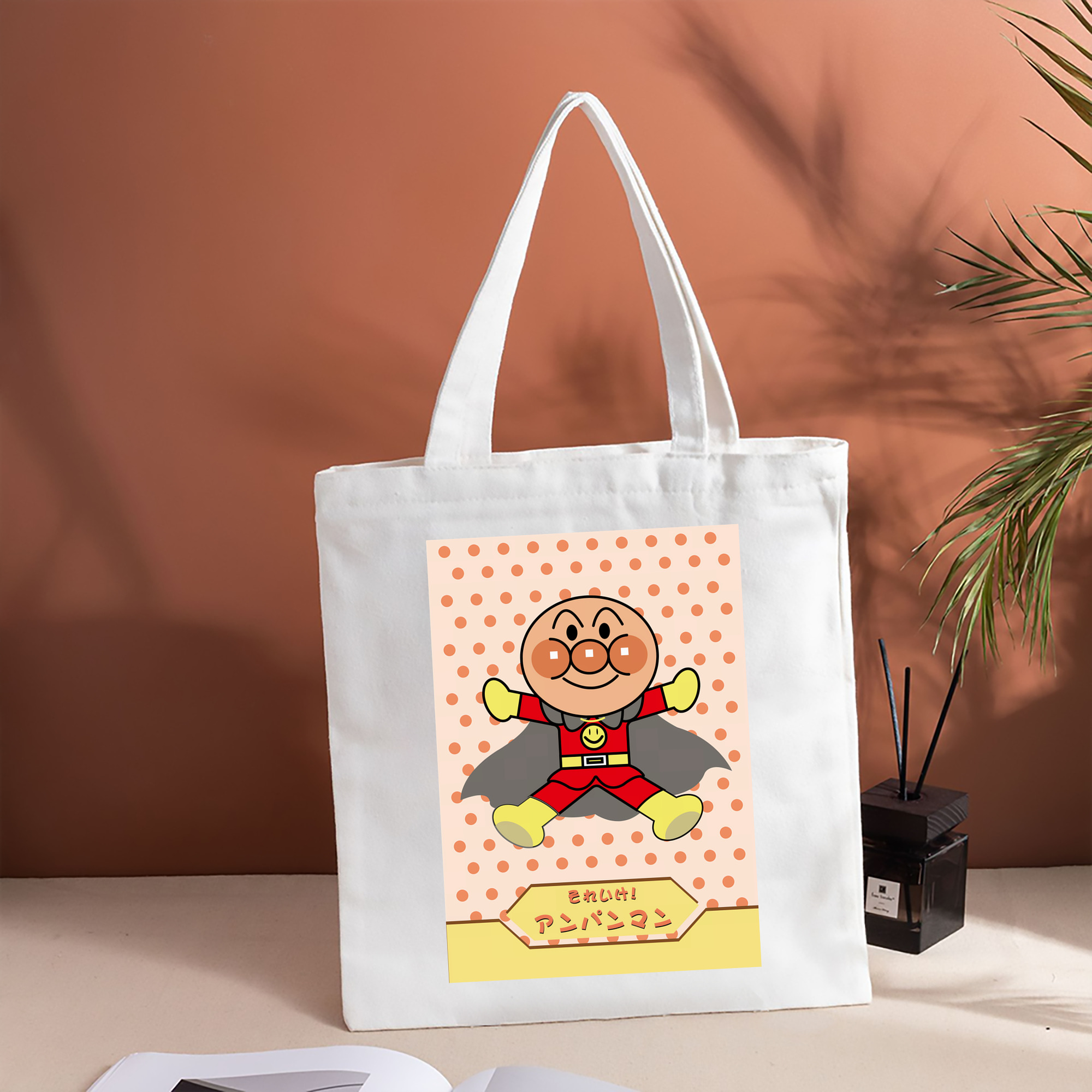 アンパンマン Anpanman 縦型キャンバス生地手提げバッグ　トートバッグ