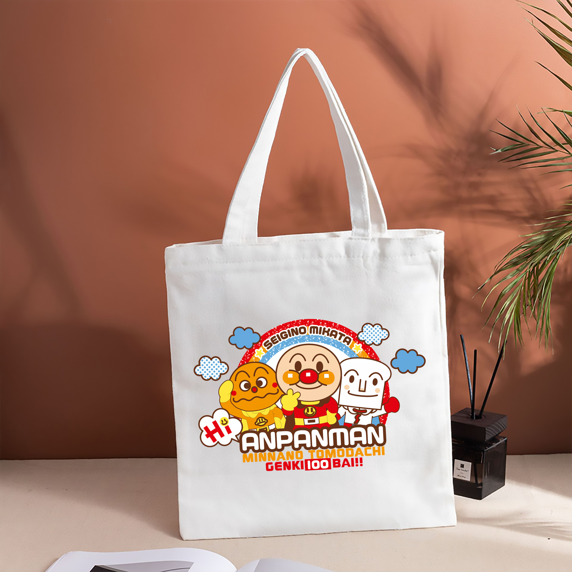 アンパンマン Anpanman 縦型キャンバス生地手提げバッグ　トートバッグ