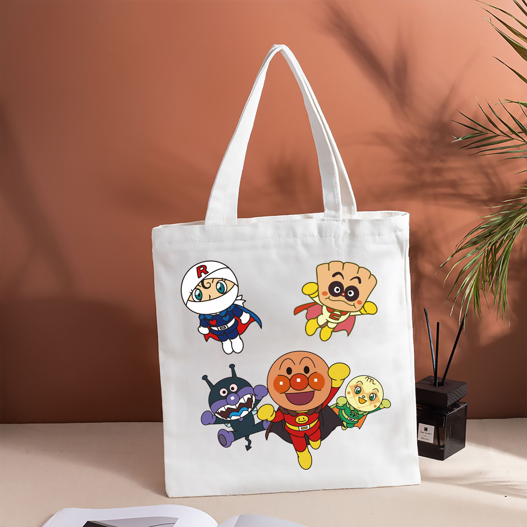 アンパンマン Anpanman 縦型キャンバス生地手提げバッグ　トートバッグ