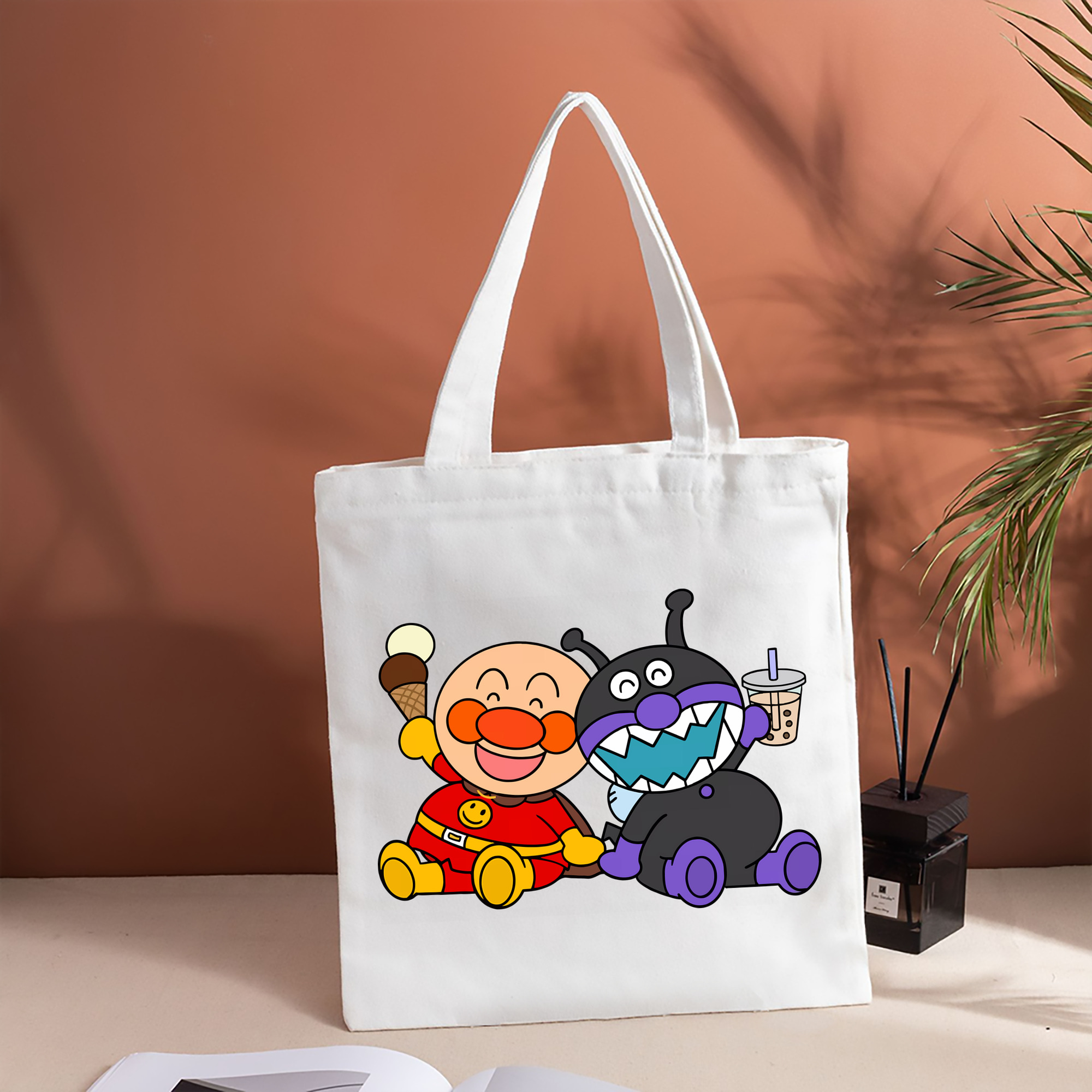 アンパンマン Anpanman 縦型キャンバス生地手提げバッグ　トートバッグ