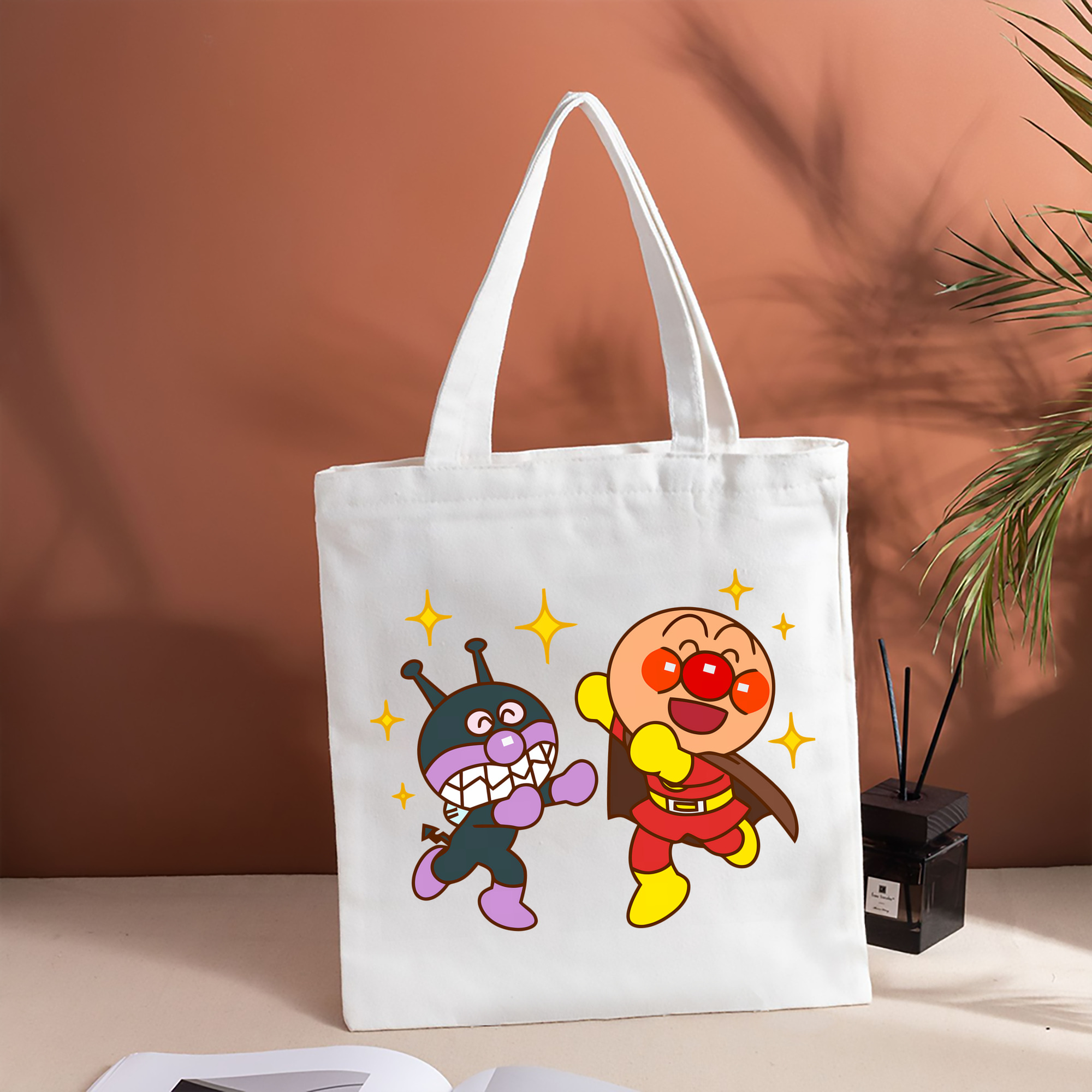 アンパンマン Anpanman 縦型キャンバス生地手提げバッグ　トートバッグ
