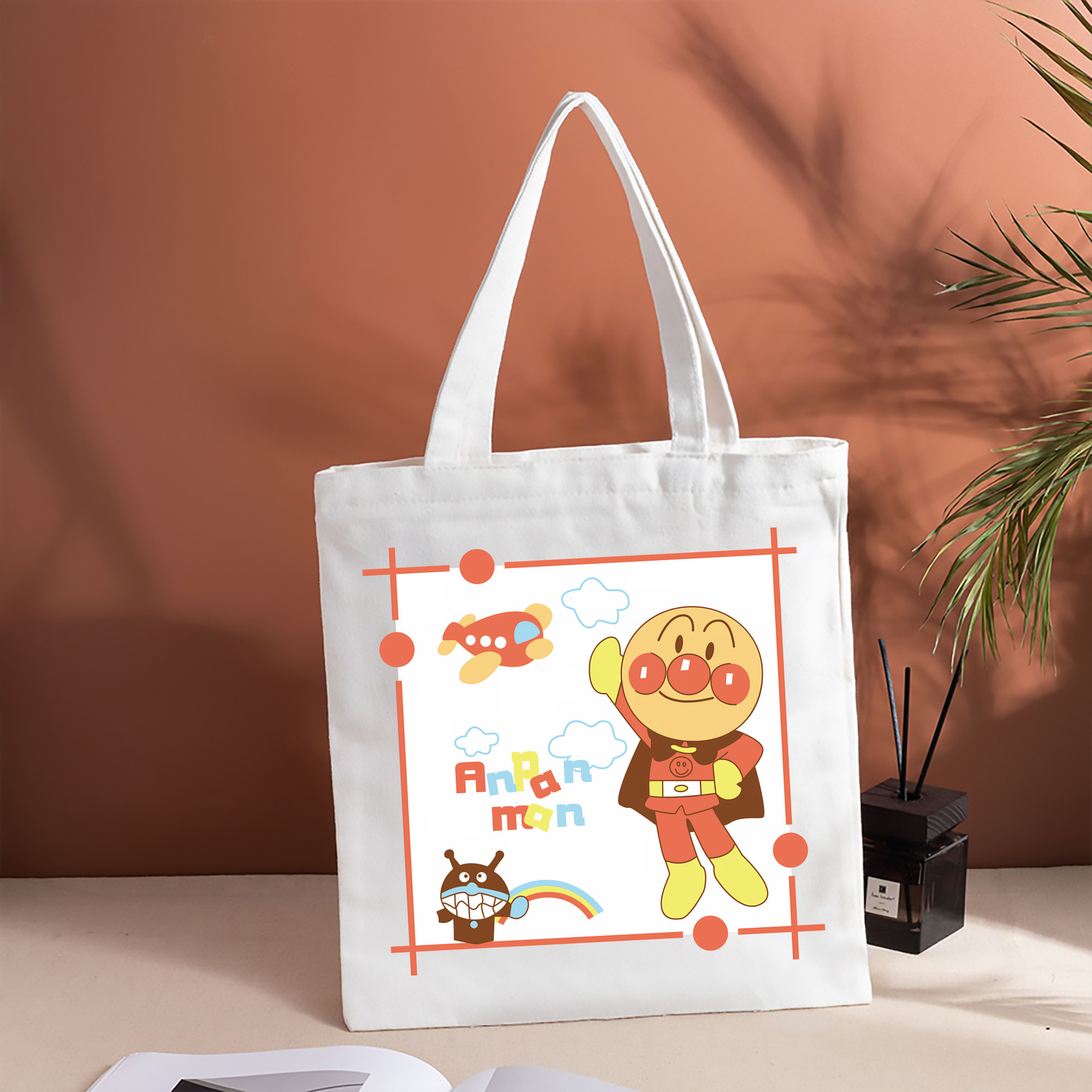 アンパンマン Anpanman 縦型キャンバス生地手提げバッグ　トートバッグ