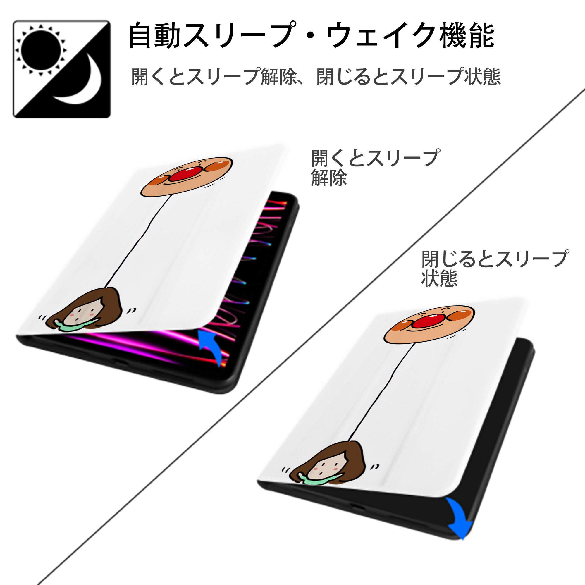 アンパンマン Anpanman IPad ケース ペン収納付き 三つ折りスタンド PUレザー×シリコン 対応機種9.5/10.5/10.9インチ