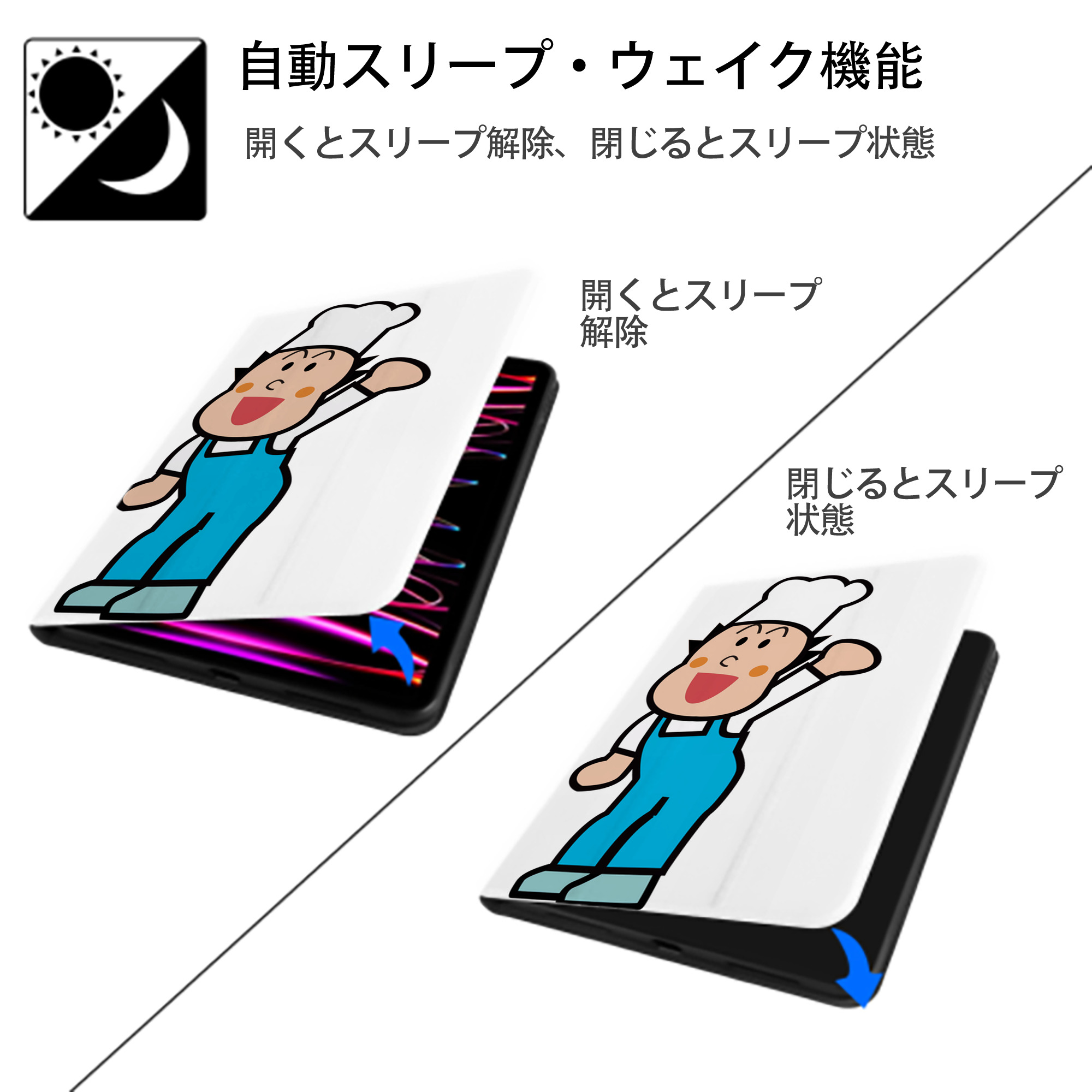 アンパンマン Anpanman IPad ケース ペン収納付き 三つ折りスタンド PUレザー×シリコン 対応機種9.5/10.5/10.9インチ