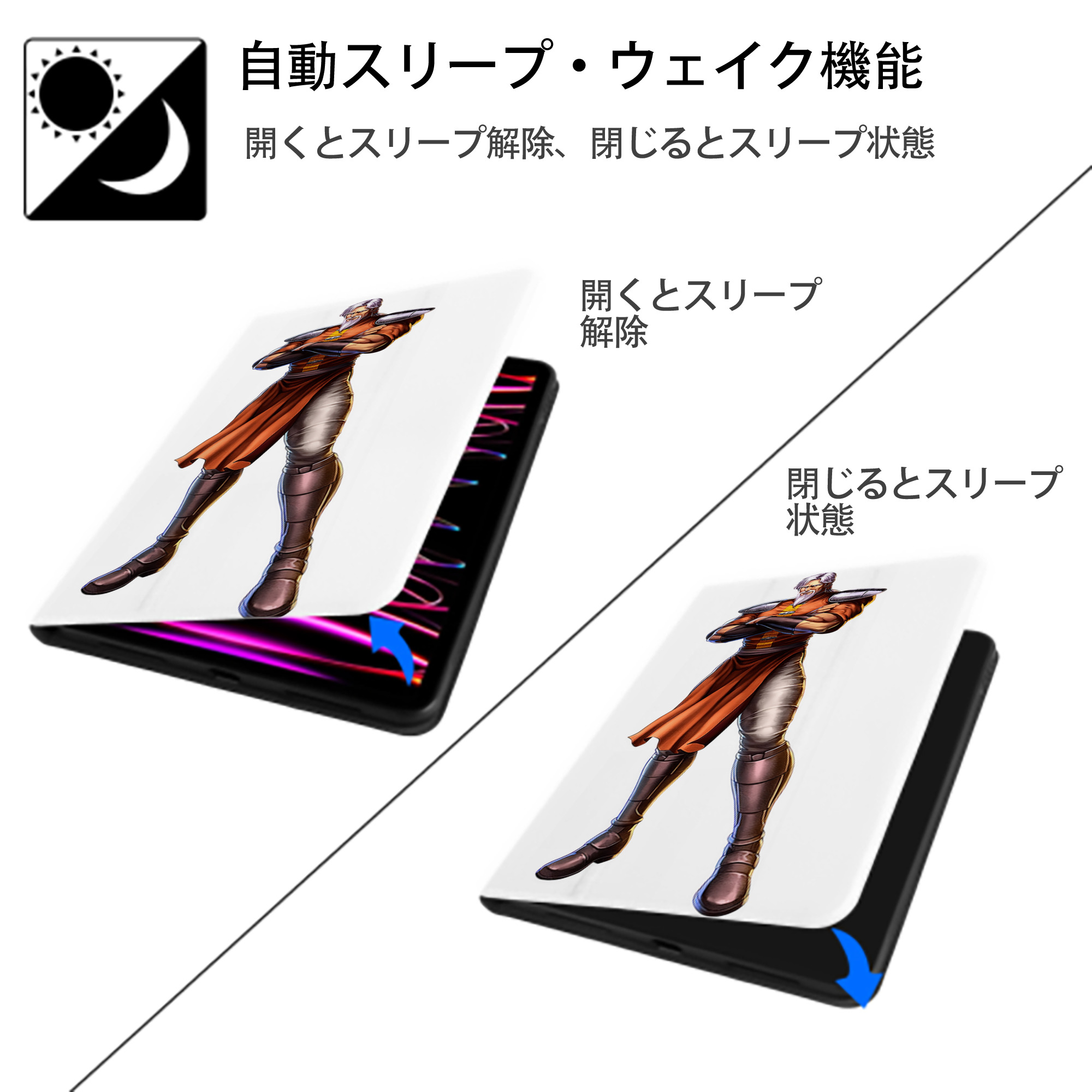 アンパンマン Anpanman IPad ケース ペン収納付き 三つ折りスタンド PUレザー×シリコン 対応機種9.5/10.5/10.9インチ
