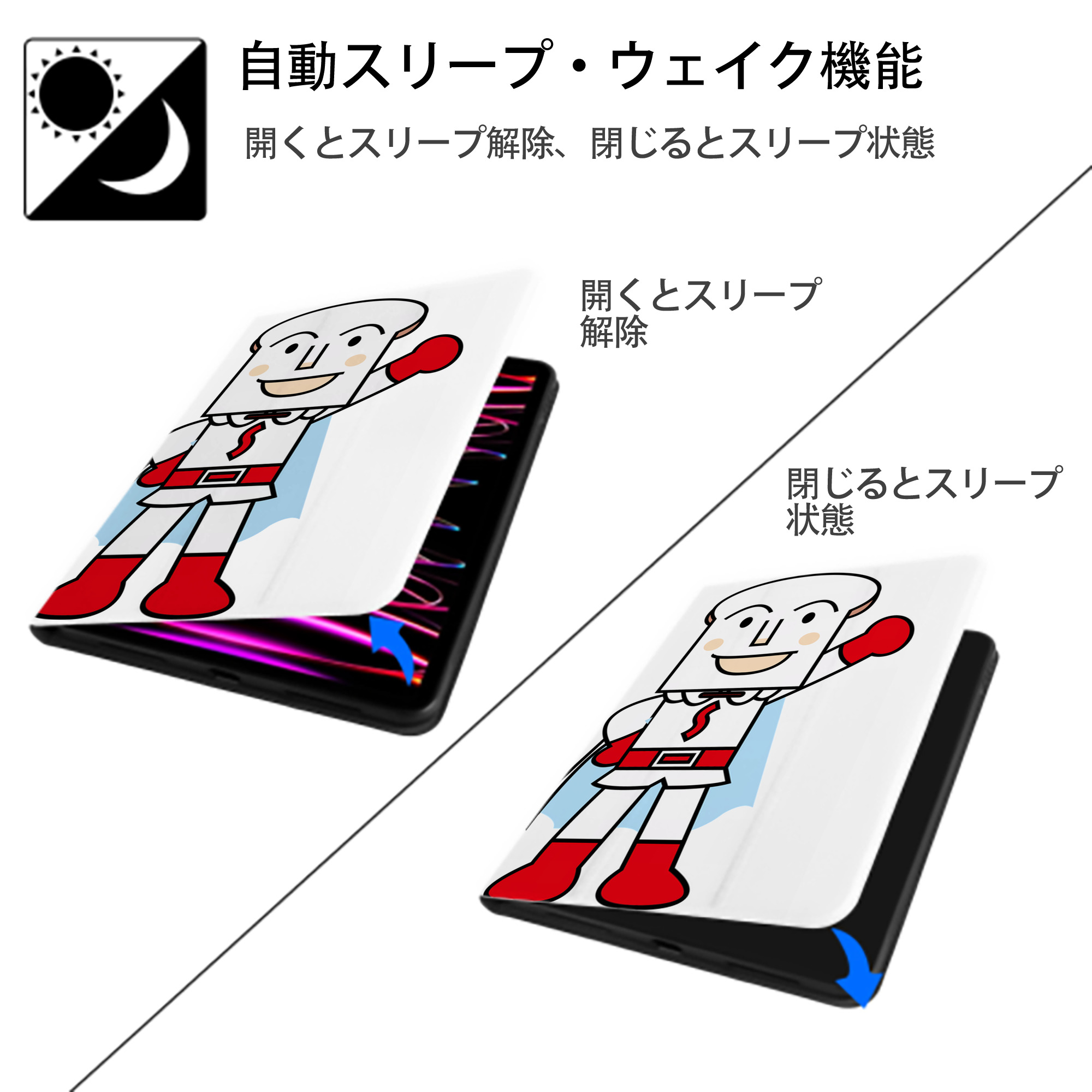 アンパンマン Anpanman IPad ケース ペン収納付き 三つ折りスタンド PUレザー×シリコン 対応機種9.5/10.5/10.9インチ