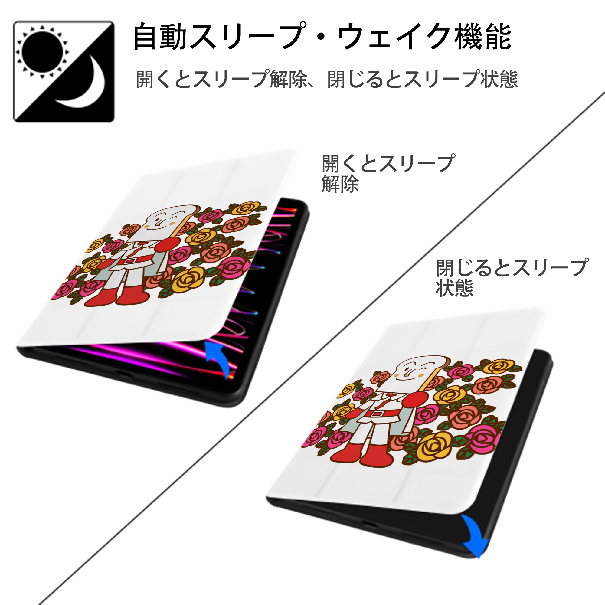 アンパンマン Anpanman IPad ケース ペン収納付き 三つ折りスタンド PUレザー×シリコン 対応機種9.5/10.5/10.9インチ