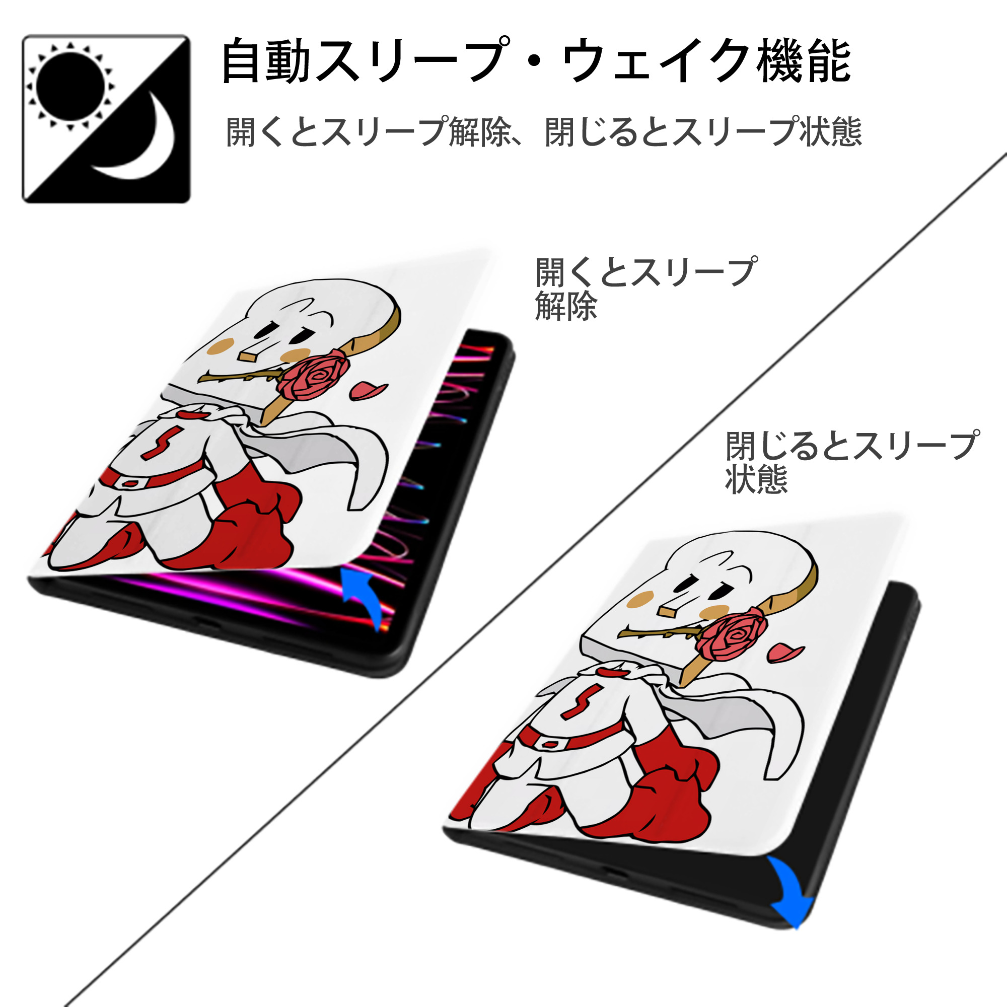 アンパンマン Anpanman IPad ケース ペン収納付き 三つ折りスタンド PUレザー×シリコン 対応機種9.5/10.5/10.9インチ