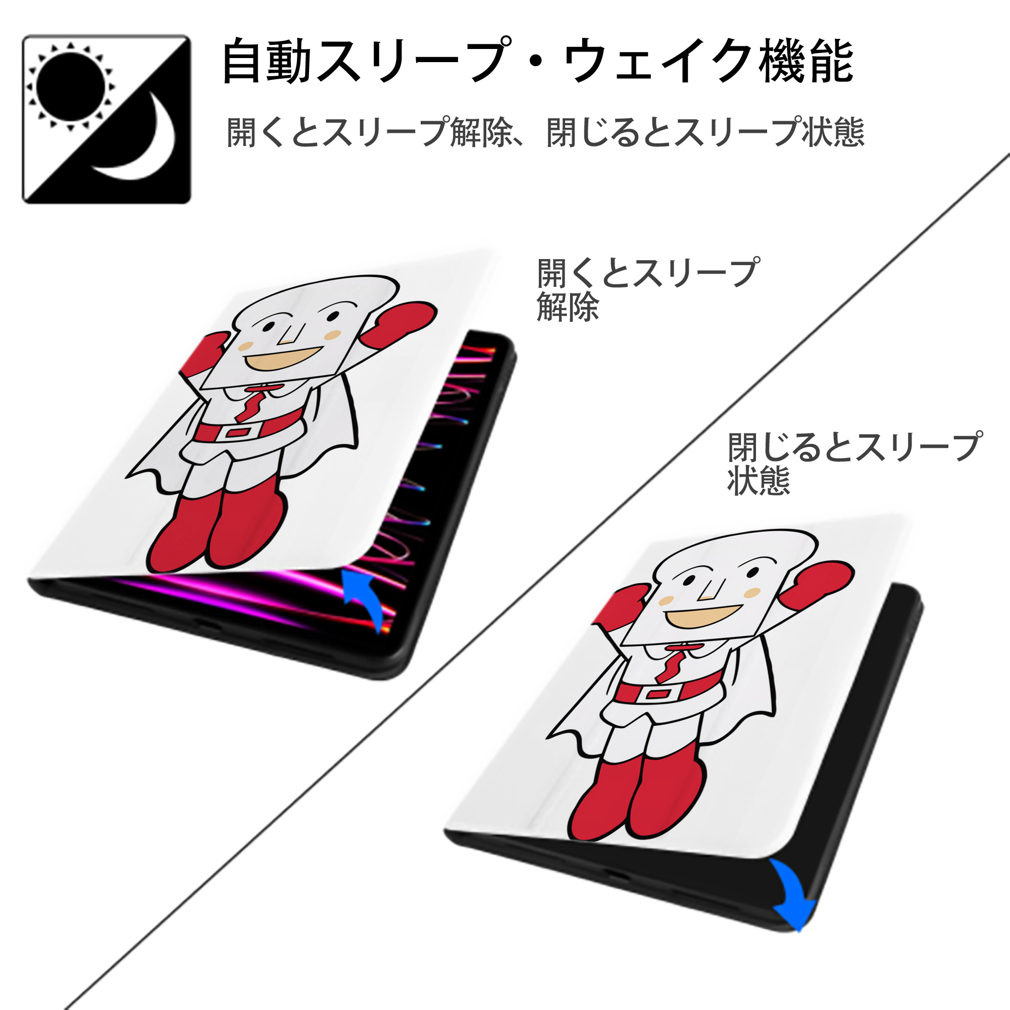 アンパンマン Anpanman IPad ケース ペン収納付き 三つ折りスタンド PUレザー×シリコン 対応機種9.5/10.5/10.9インチ
