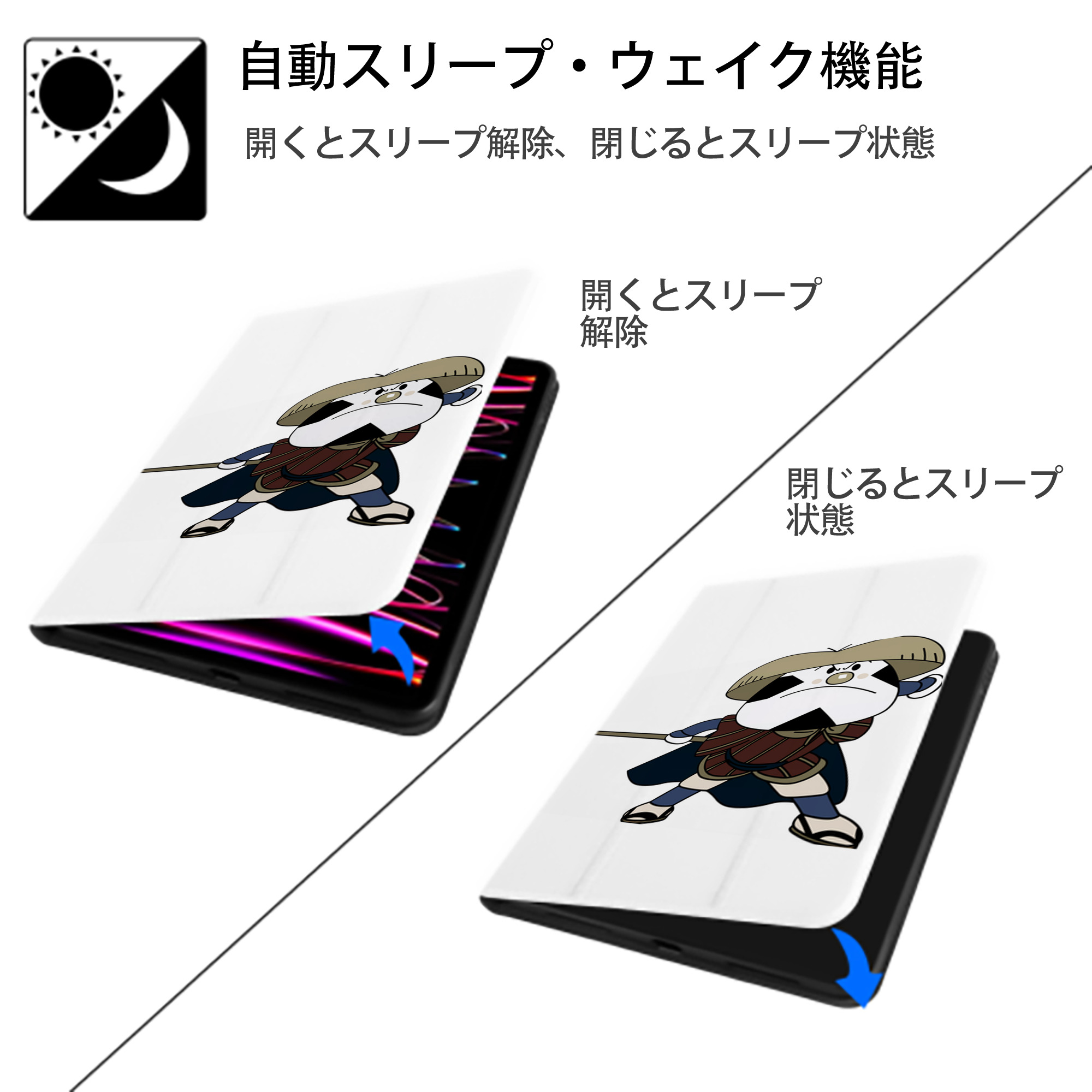 アンパンマン Anpanman IPad ケース ペン収納付き 三つ折りスタンド PUレザー×シリコン 対応機種9.5/10.5/10.9インチ