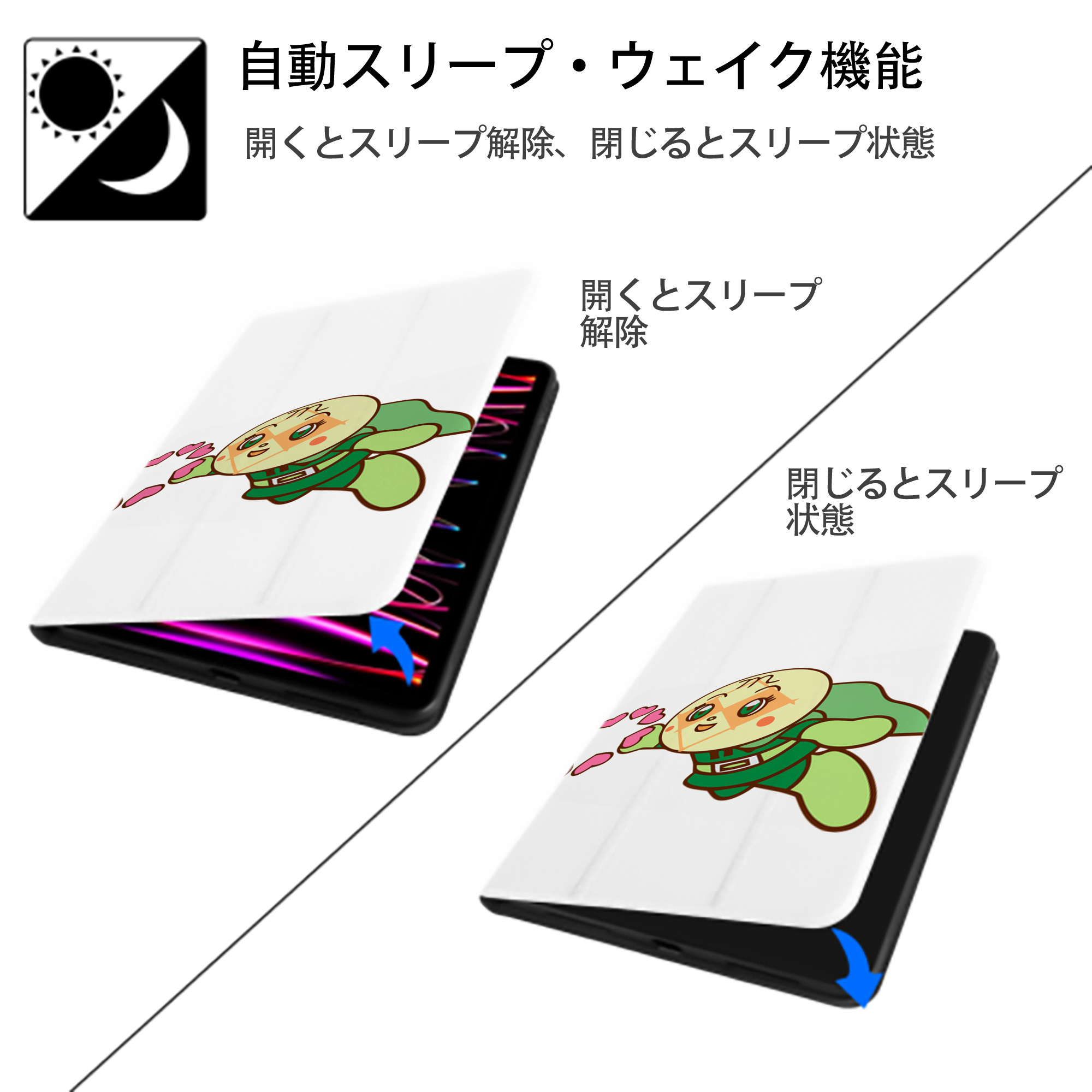 アンパンマン Anpanman IPad ケース ペン収納付き 三つ折りスタンド PUレザー×シリコン 対応機種9.5/10.5/10.9インチ