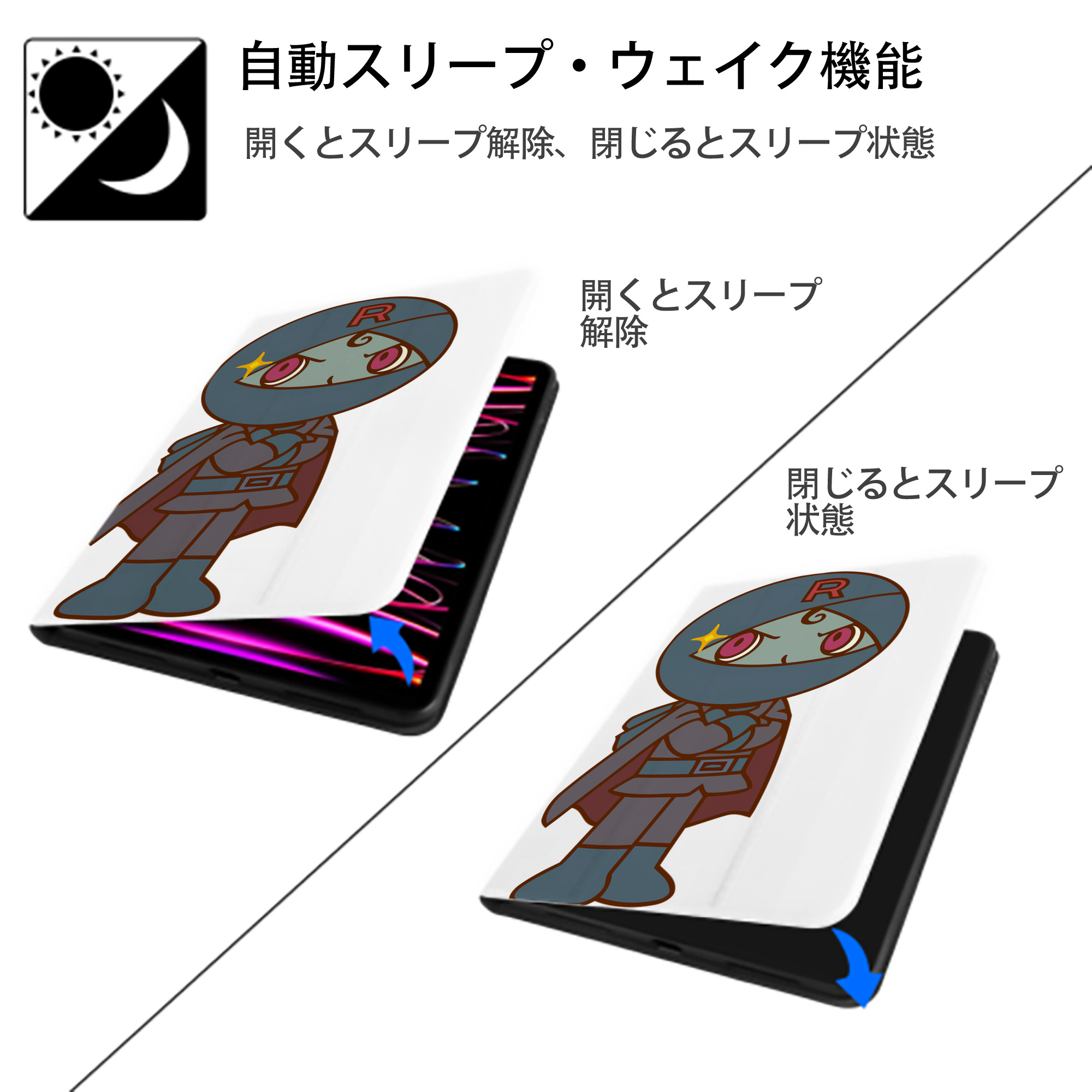 アンパンマン Anpanman IPad ケース ペン収納付き 三つ折りスタンド PUレザー×シリコン 対応機種9.5/10.5/10.9インチ