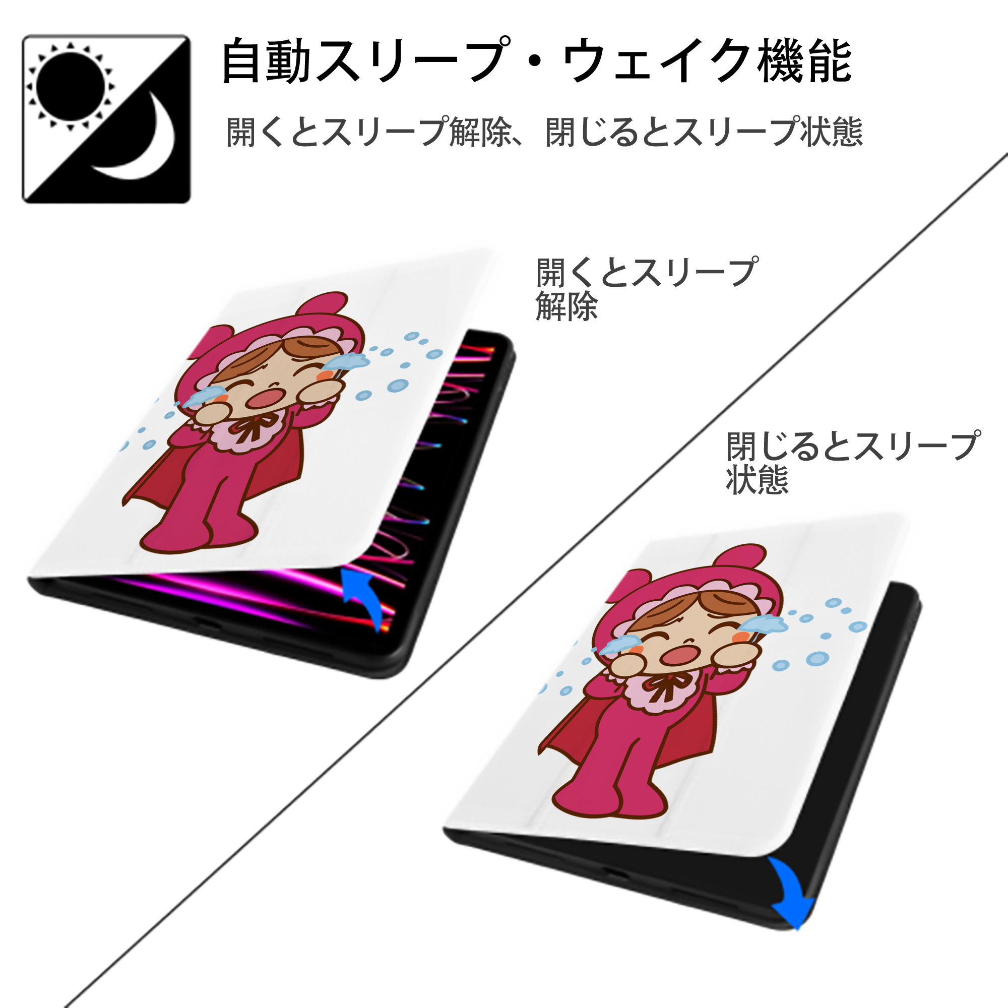 アンパンマン Anpanman IPad ケース ペン収納付き 三つ折りスタンド PUレザー×シリコン 対応機種9.5/10.5/10.9インチ