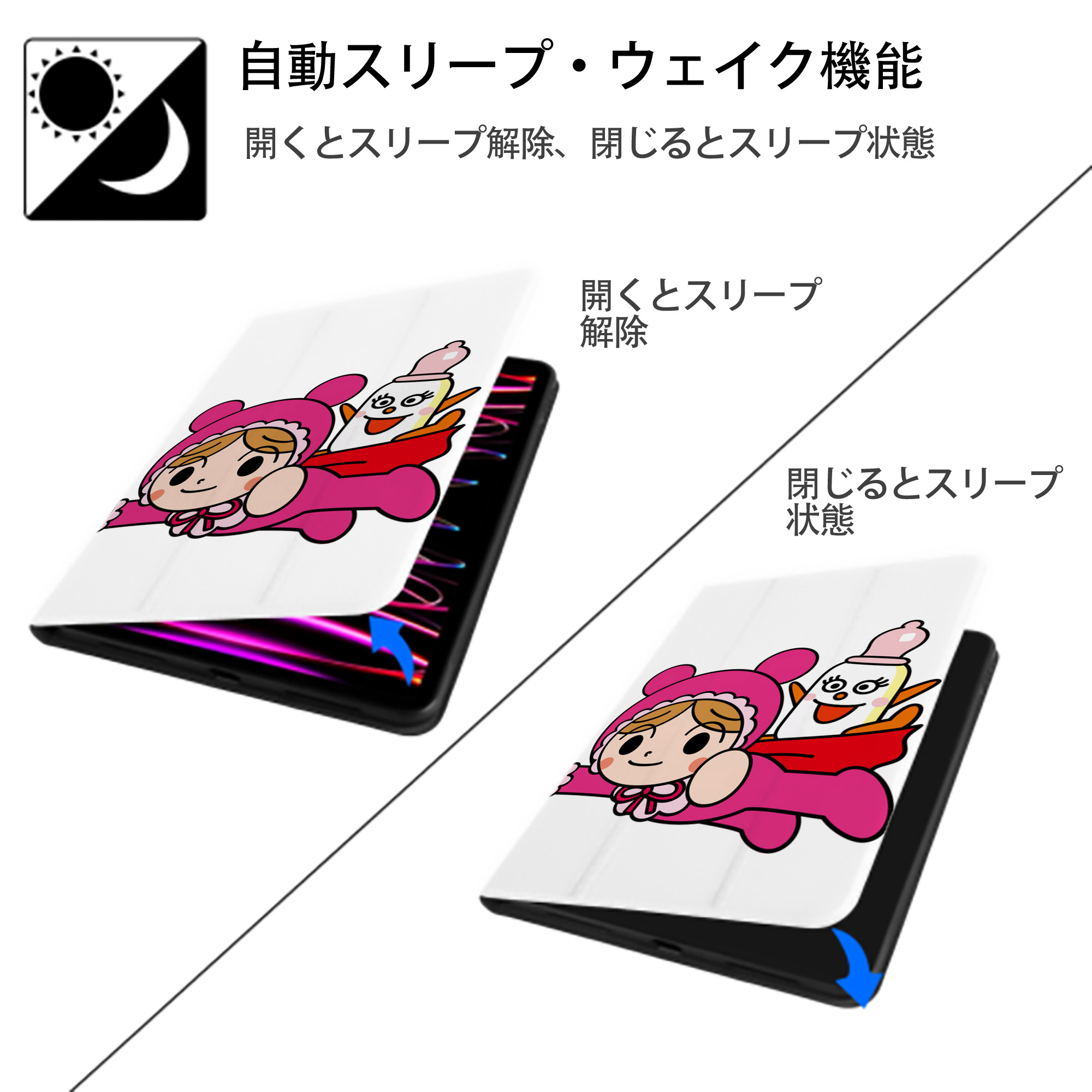アンパンマン Anpanman IPad ケース ペン収納付き 三つ折りスタンド PUレザー×シリコン 対応機種9.5/10.5/10.9インチ