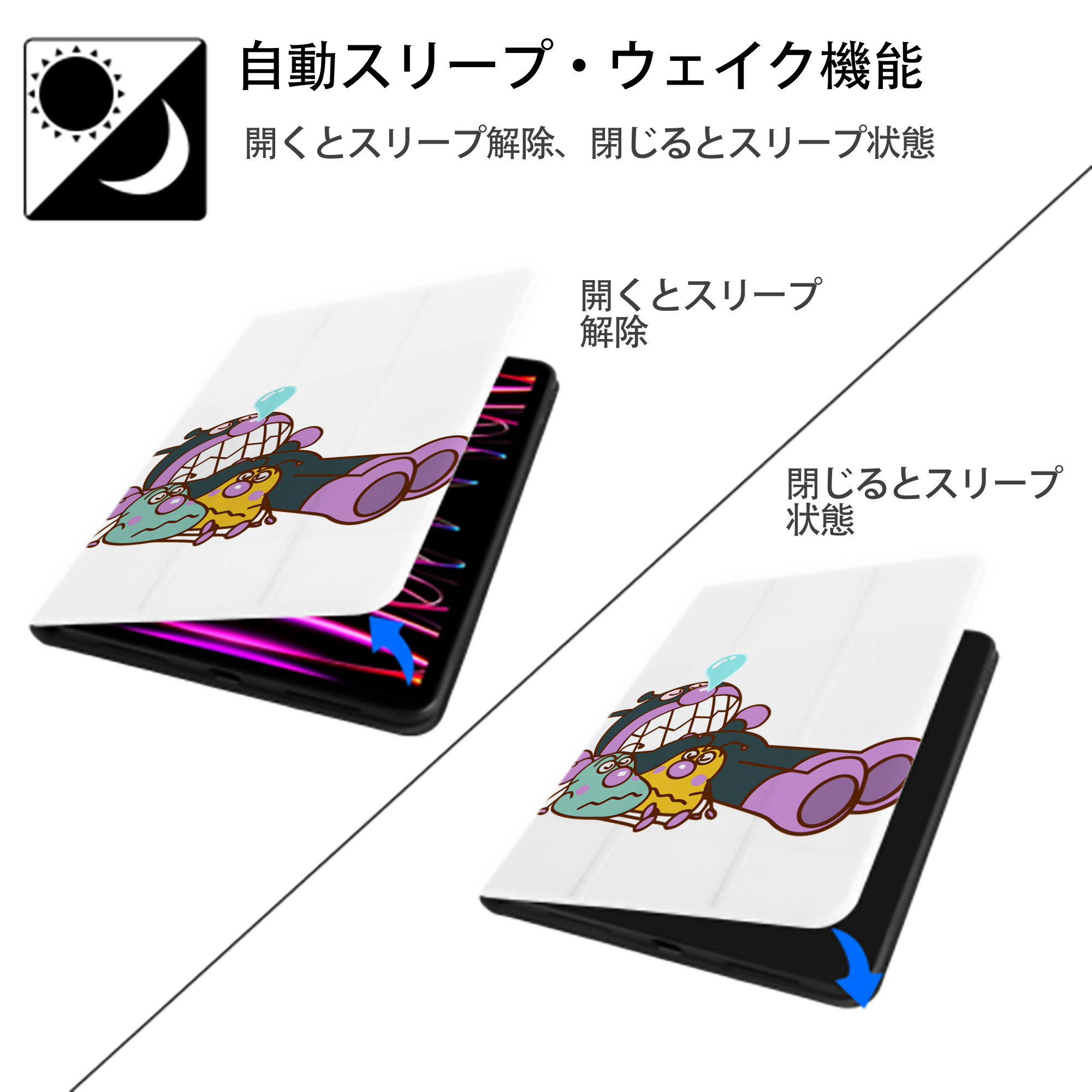 アンパンマン Anpanman IPad ケース ペン収納付き 三つ折りスタンド PUレザー×シリコン 対応機種9.5/10.5/10.9インチ
