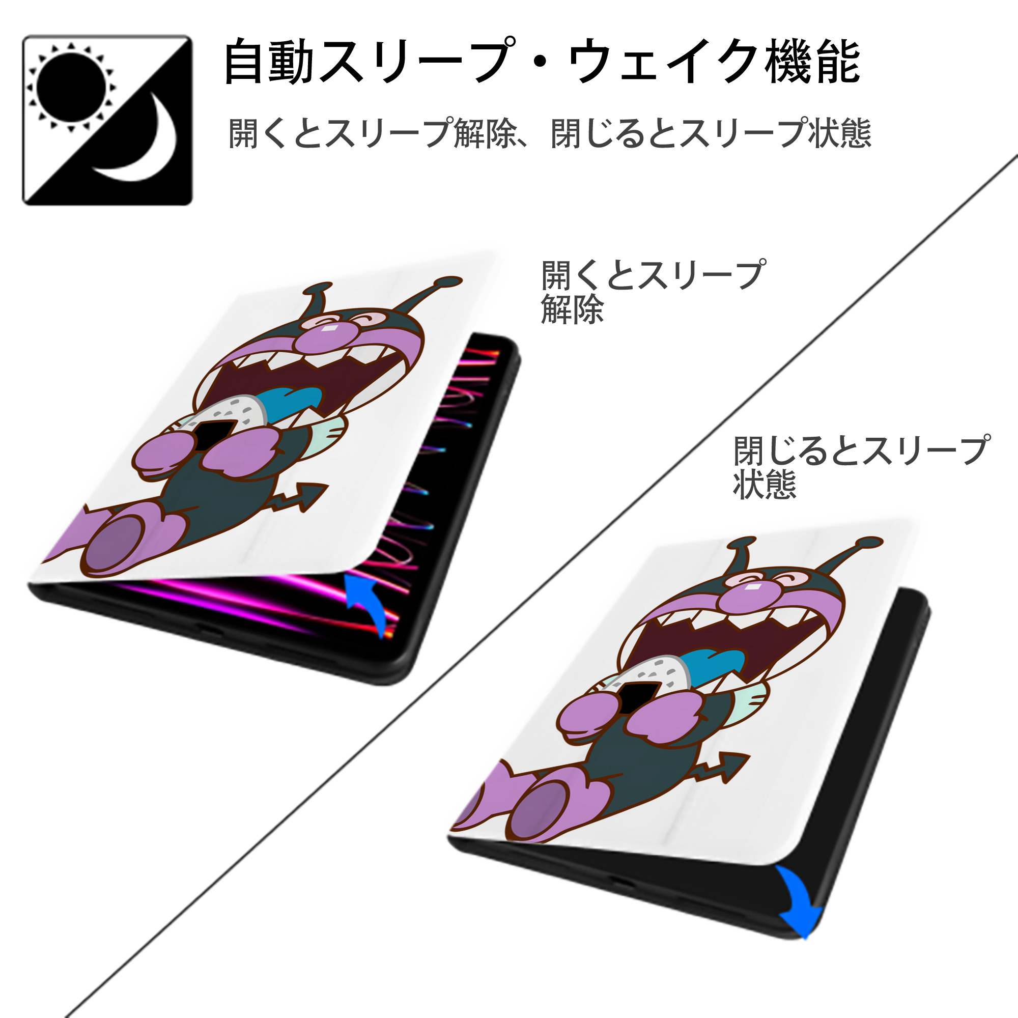 アンパンマン Anpanman IPad ケース ペン収納付き 三つ折りスタンド PUレザー×シリコン 対応機種9.5/10.5/10.9インチ