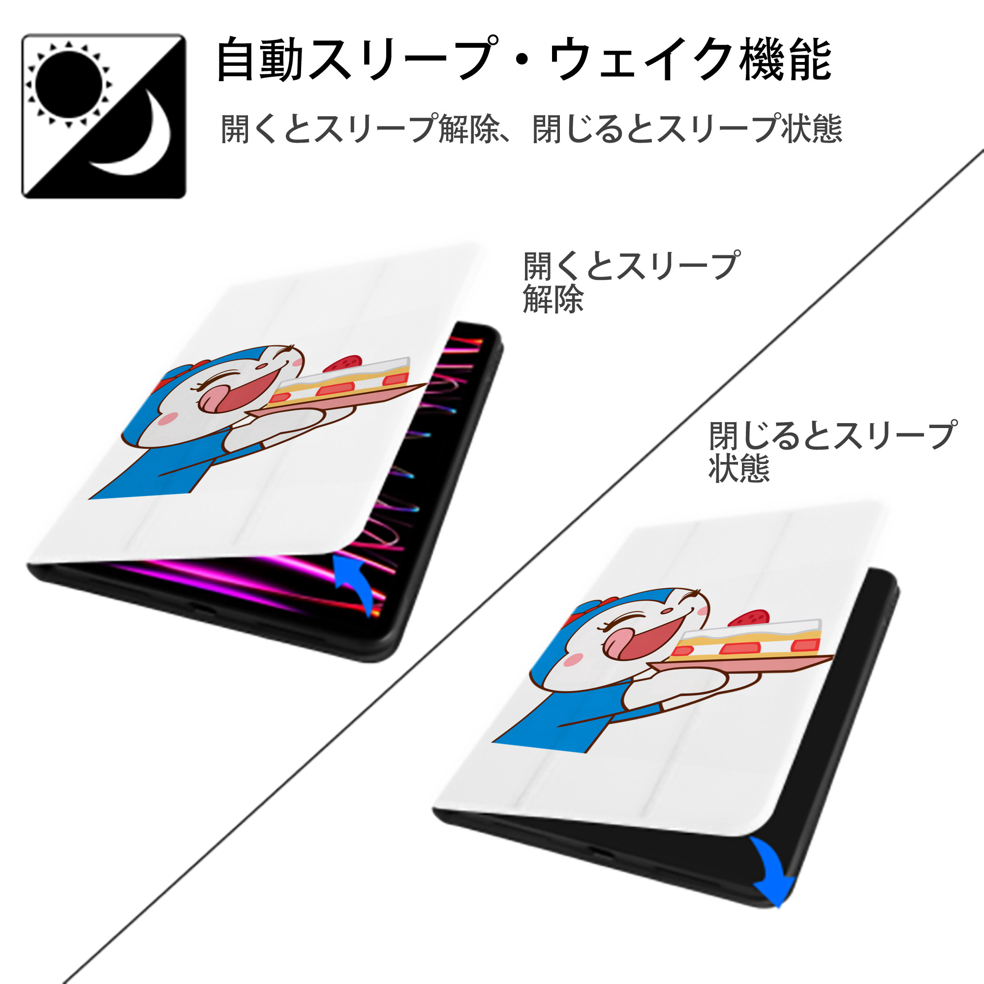 アンパンマン Anpanman IPad ケース ペン収納付き 三つ折りスタンド PUレザー×シリコン 対応機種9.5/10.5/10.9インチ