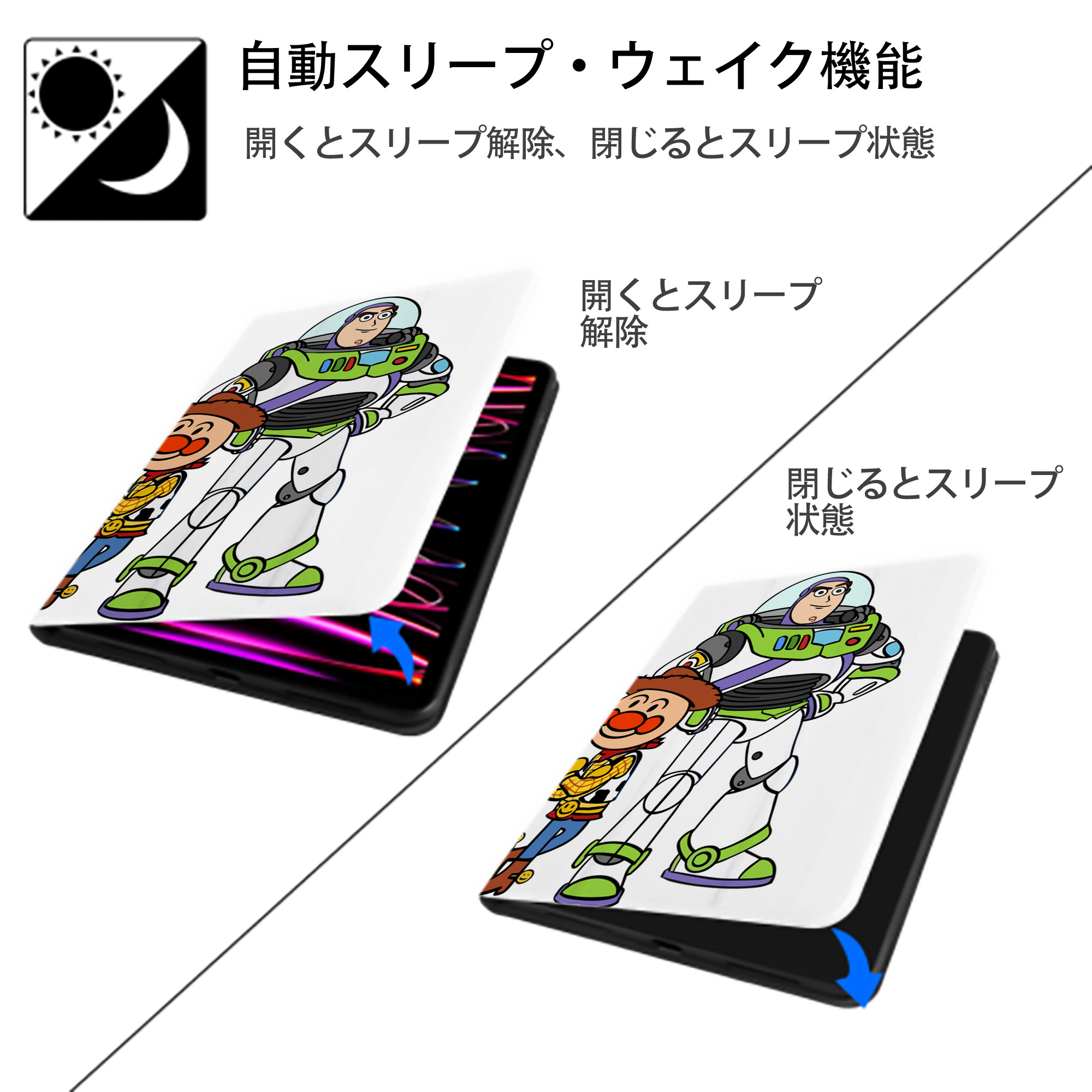 アンパンマン Anpanman IPad ケース ペン収納付き 三つ折りスタンド PUレザー×シリコン 対応機種9.5/10.5/10.9インチ
