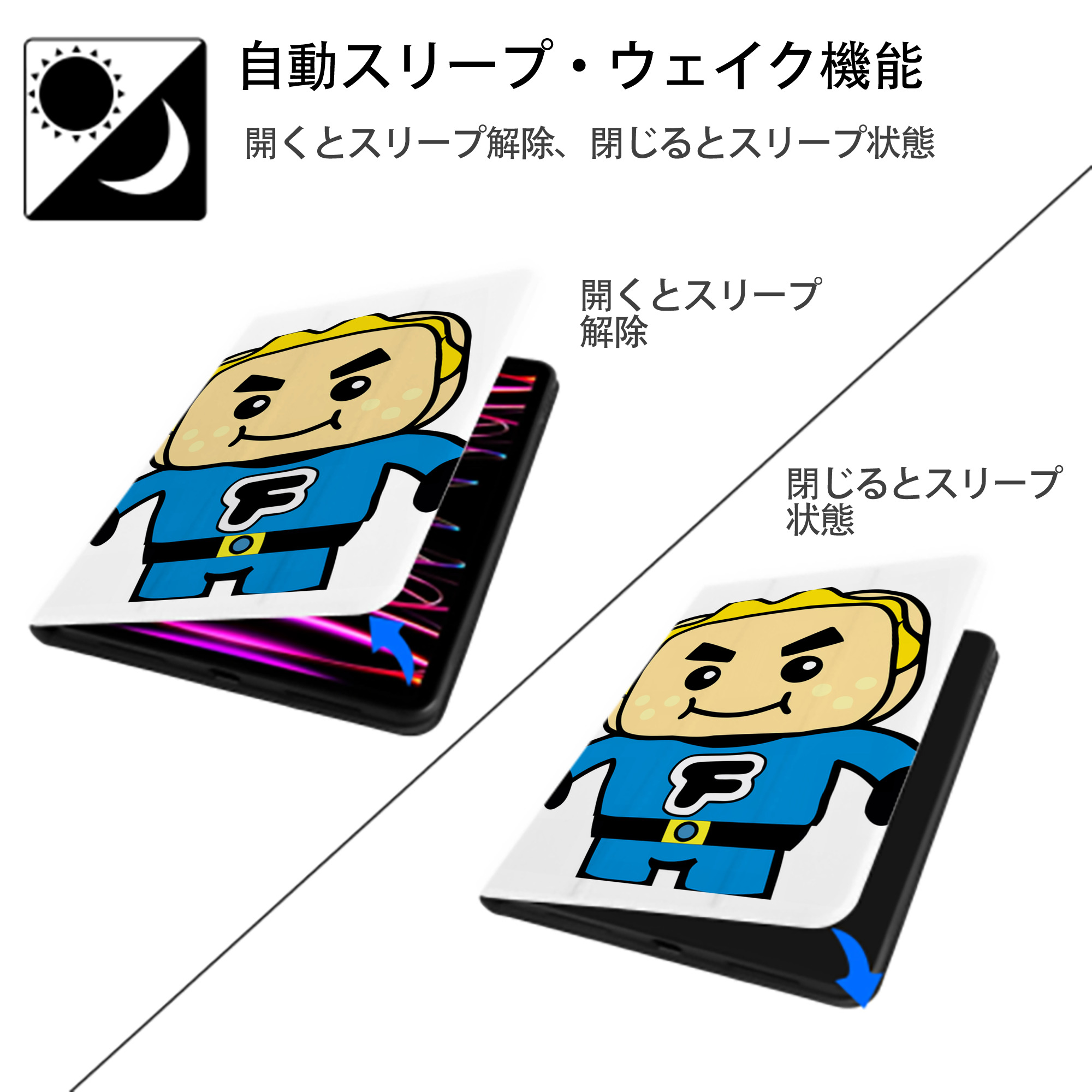 アンパンマン Anpanman IPad ケース ペン収納付き 三つ折りスタンド PUレザー×シリコン 対応機種9.5/10.5/10.9インチ