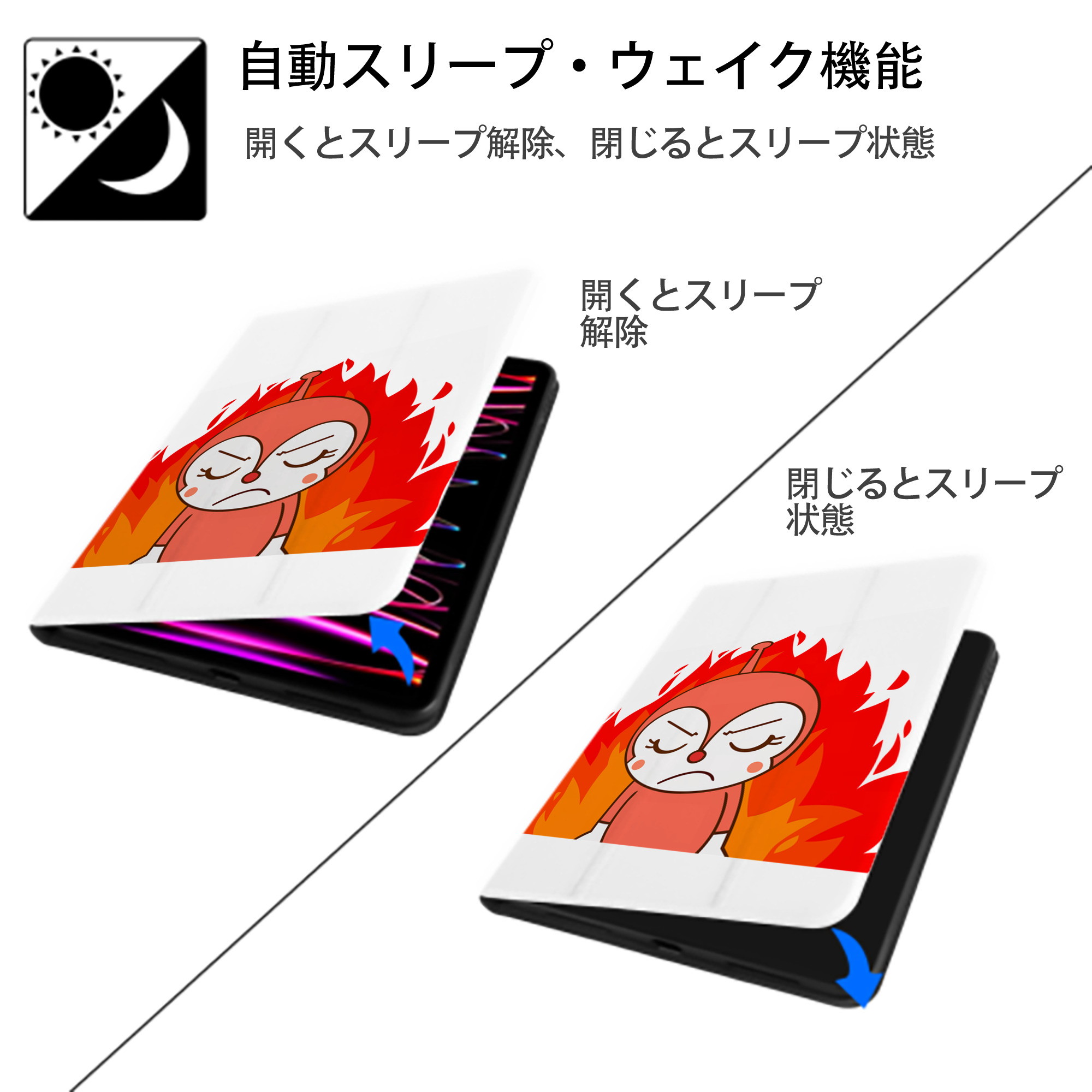 アンパンマン Anpanman IPad ケース ペン収納付き 三つ折りスタンド PUレザー×シリコン 対応機種9.5/10.5/10.9インチ