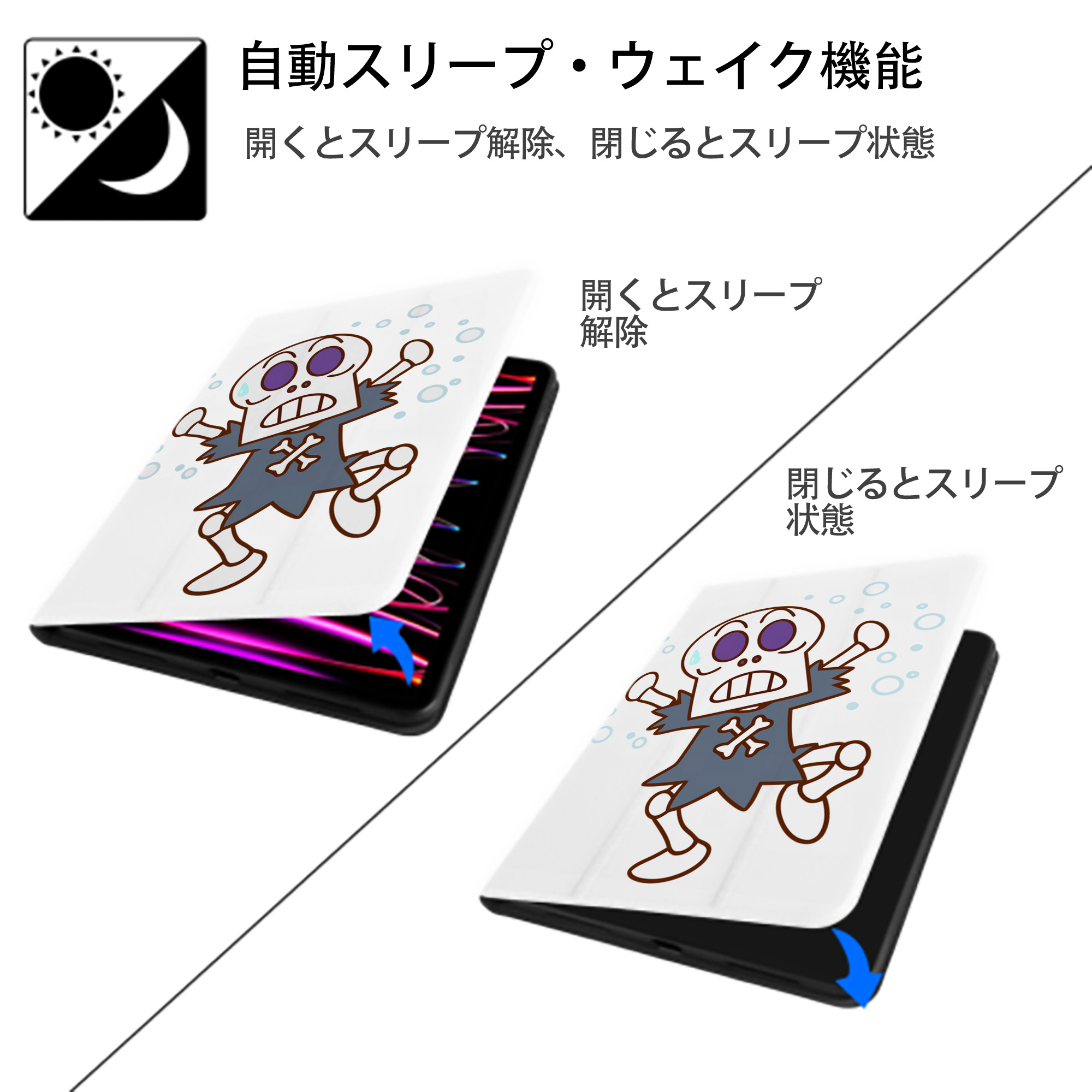 アンパンマン Anpanman IPad ケース ペン収納付き 三つ折りスタンド PUレザー×シリコン 対応機種9.5/10.5/10.9インチ