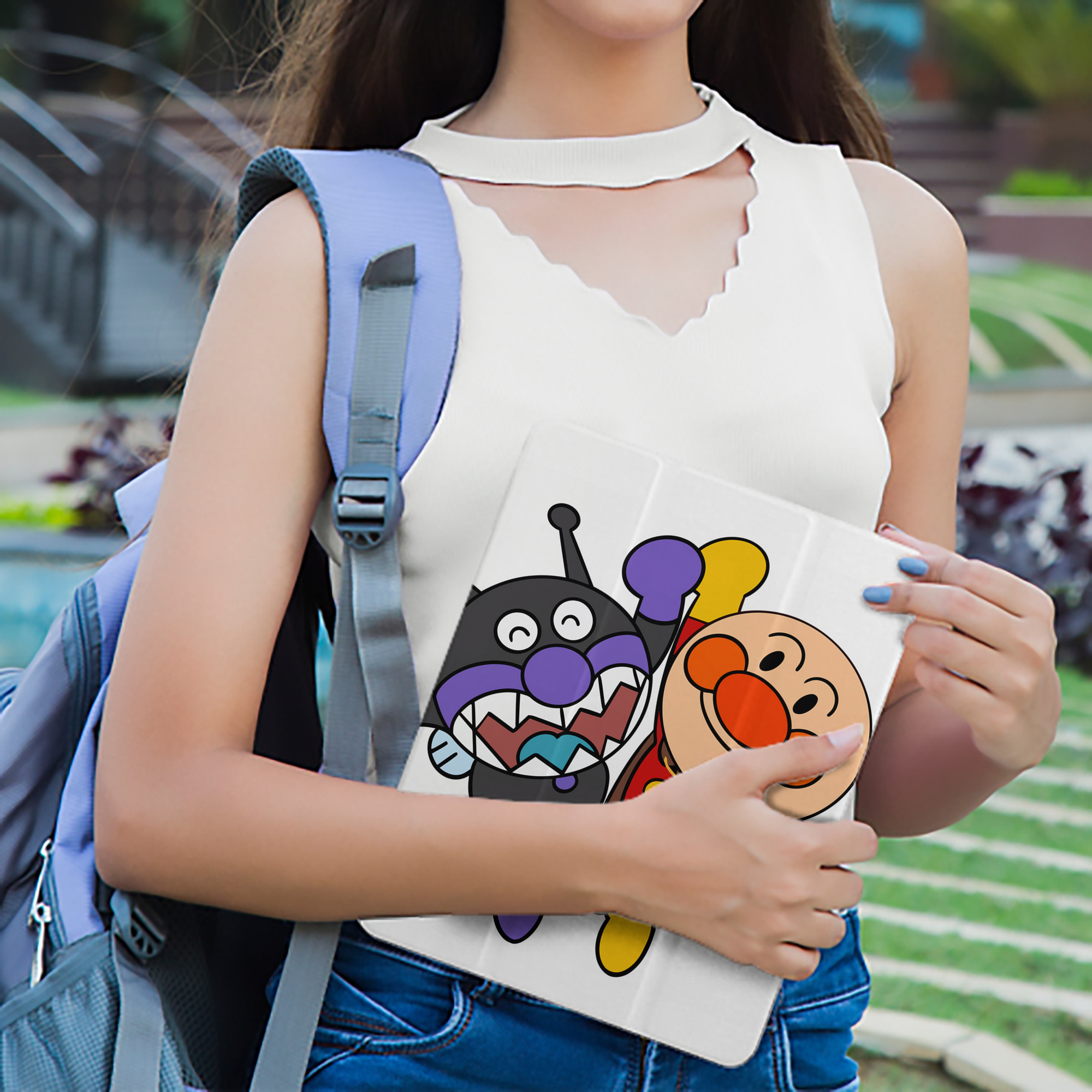 アンパンマン Anpanman IPad ケース ペン収納付き 三つ折りスタンド PUレザー×シリコン 対応機種9.5/10.5/10.9インチ