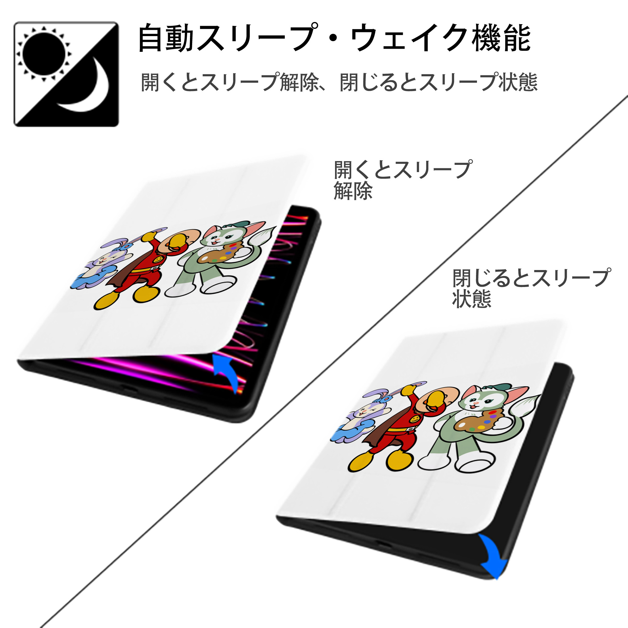 アンパンマン Anpanman IPad ケース ペン収納付き 三つ折りスタンド PUレザー×シリコン 対応機種9.5/10.5/10.9インチ