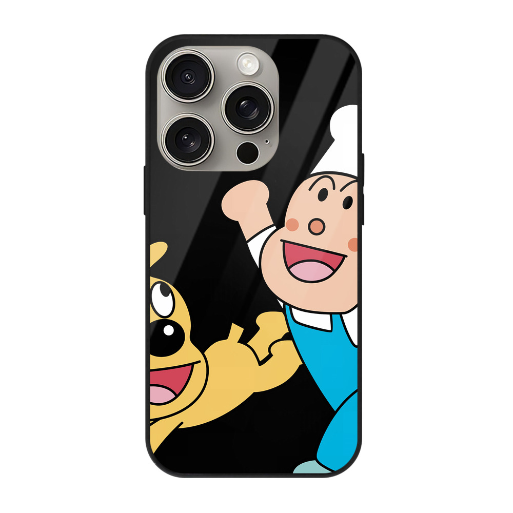 （画像用） アンパンマン Anpanman 【iPhone15Pro対応】スマホケース 耐衝撃＆黄変防止 背面ガラス