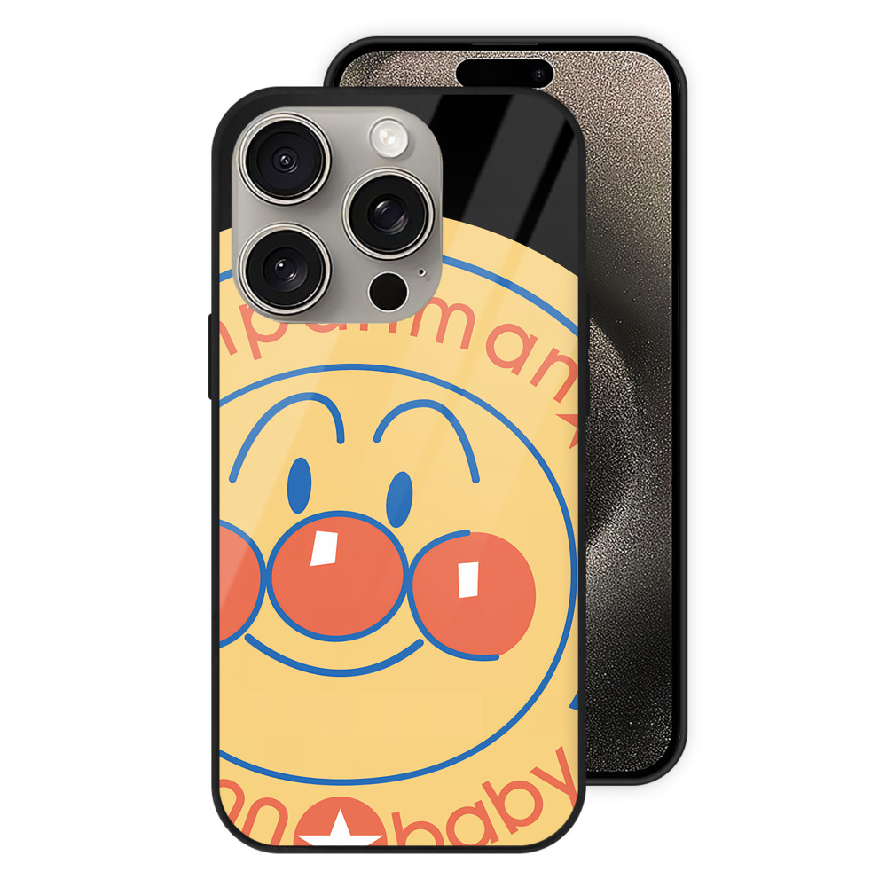 （画像用） アンパンマン Anpanman 【iPhone15Pro対応】スマホケース 耐衝撃＆黄変防止 背面ガラス