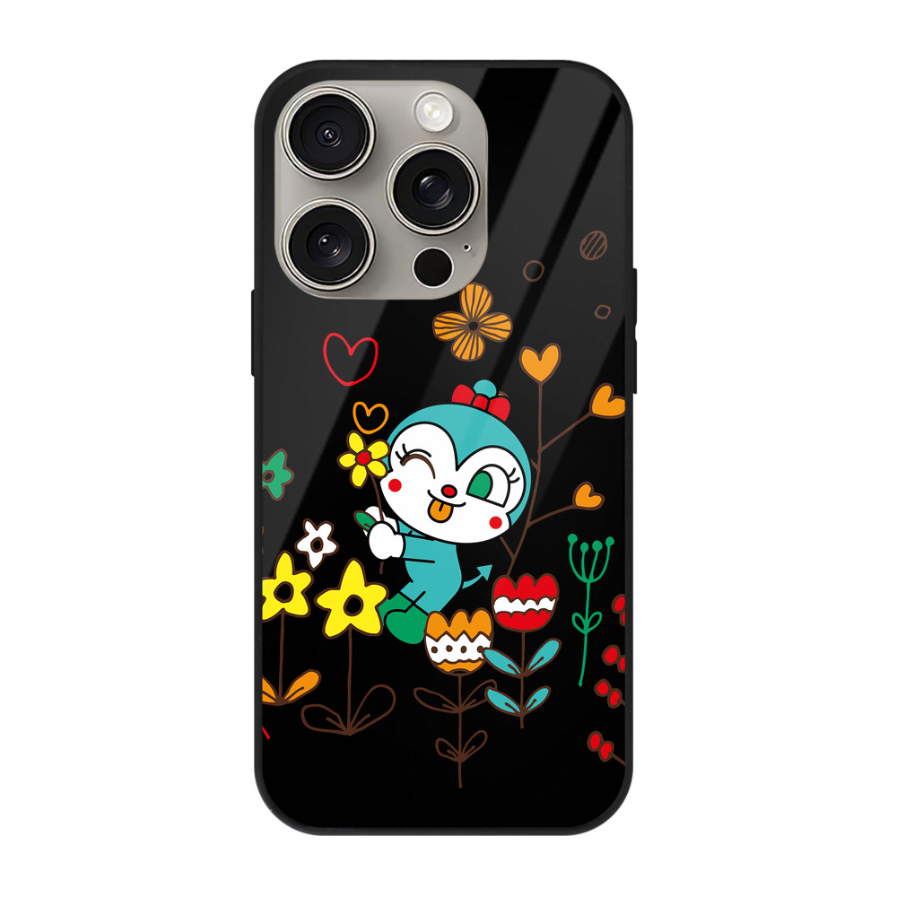 （画像用） アンパンマン Anpanman 【iPhone15Pro対応】スマホケース 耐衝撃＆黄変防止 背面ガラス