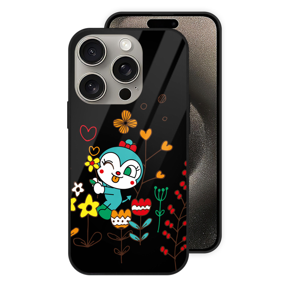 （画像用） アンパンマン Anpanman 【iPhone15Pro対応】スマホケース 耐衝撃＆黄変防止 背面ガラス
