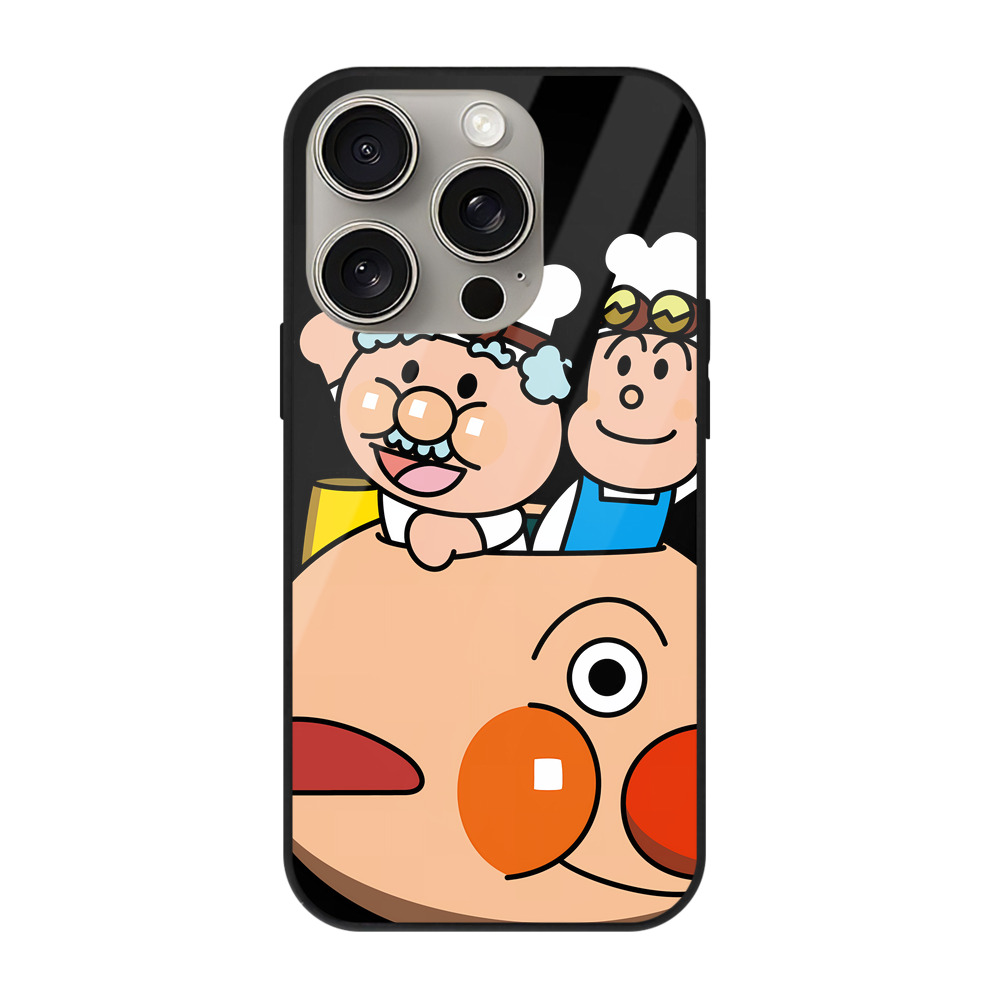 （画像用） アンパンマン Anpanman 【iPhone15Pro対応】スマホケース 耐衝撃＆黄変防止 背面ガラス