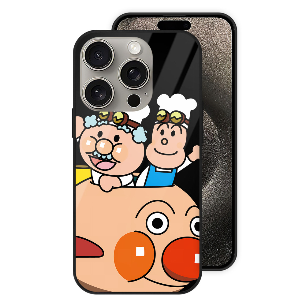 （画像用） アンパンマン Anpanman 【iPhone15Pro対応】スマホケース 耐衝撃＆黄変防止 背面ガラス