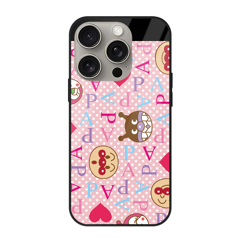 （画像用） アンパンマン Anpanman 【iPhone15Pro対応】スマホケース 耐衝撃＆黄変防止 背面ガラス