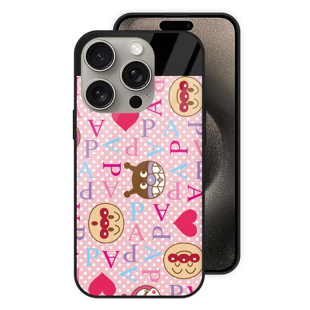 （画像用） アンパンマン Anpanman 【iPhone15Pro対応】スマホケース 耐衝撃＆黄変防止 背面ガラス