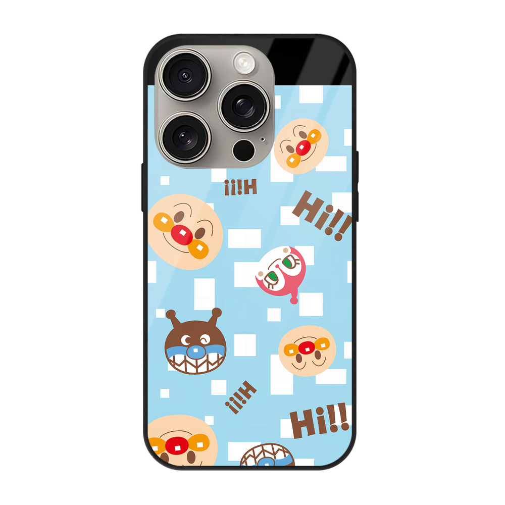 （画像用） アンパンマン Anpanman 【iPhone15Pro対応】スマホケース 耐衝撃＆黄変防止 背面ガラス