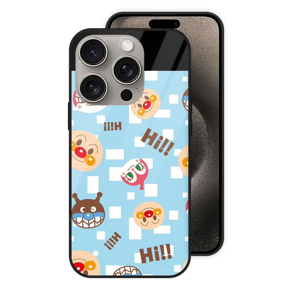 （画像用） アンパンマン Anpanman 【iPhone15Pro対応】スマホケース 耐衝撃＆黄変防止 背面ガラス