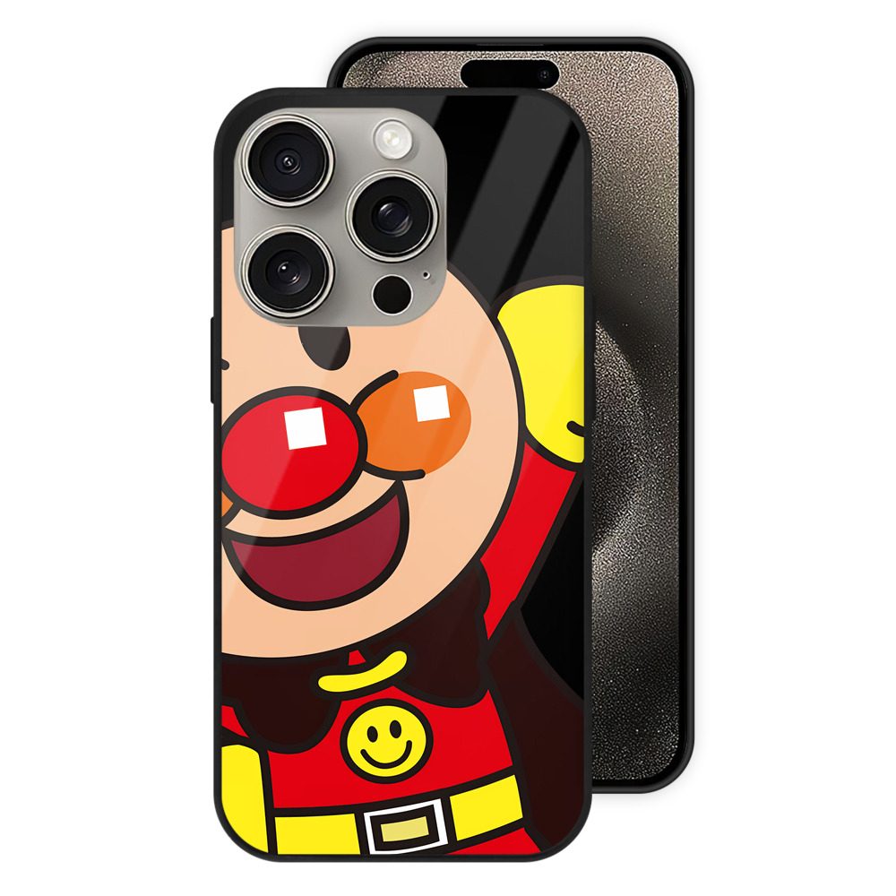 （画像用） アンパンマン Anpanman 【iPhone15Pro対応】スマホケース 耐衝撃＆黄変防止 背面ガラス