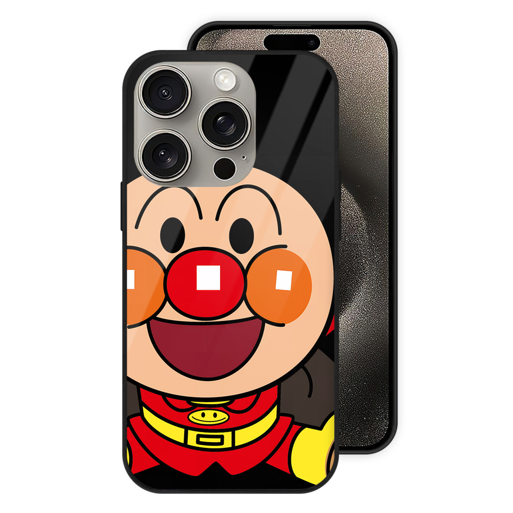 （画像用） アンパンマン Anpanman 【iPhone15Pro対応】スマホケース 耐衝撃＆黄変防止 背面ガラス