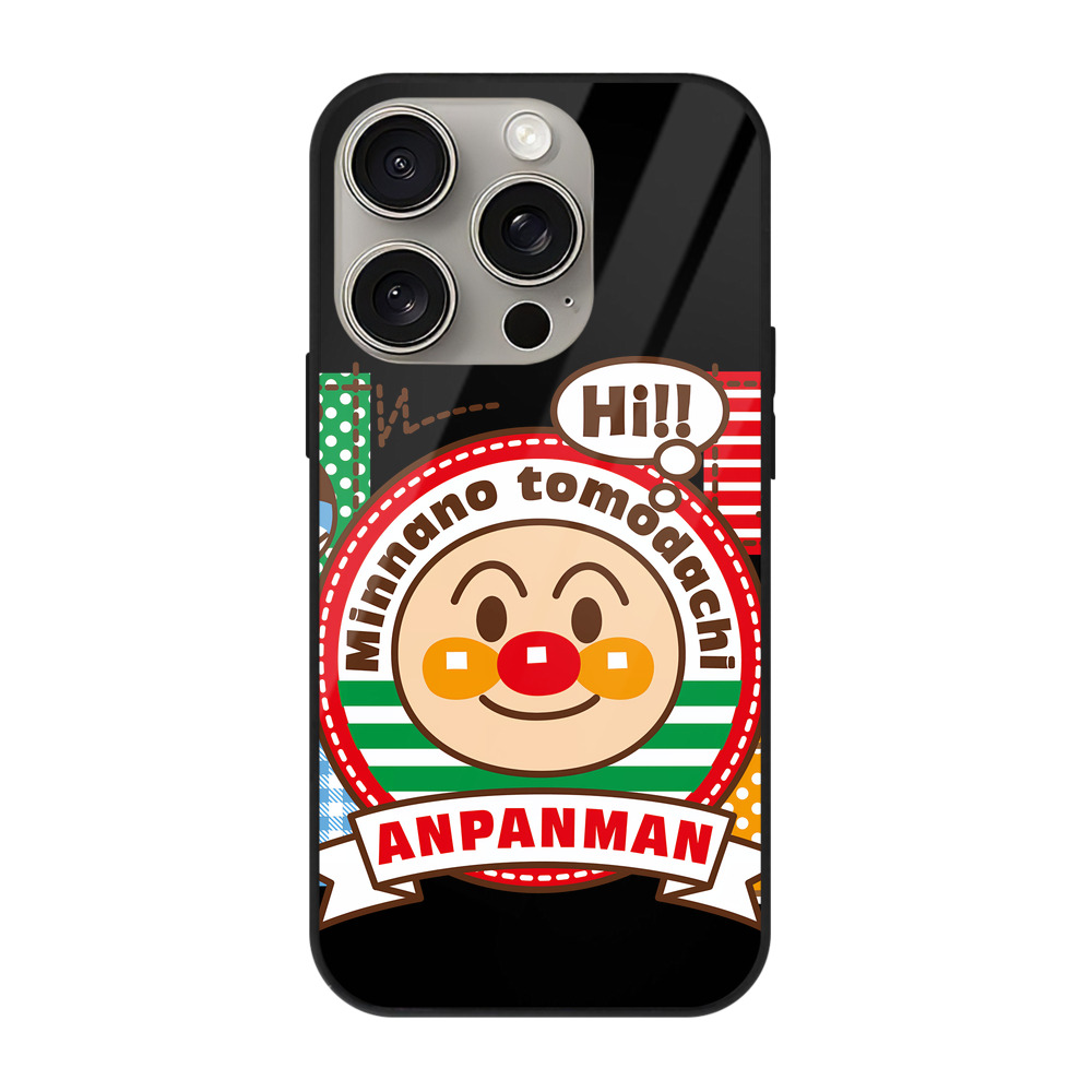 （画像用） アンパンマン Anpanman 【iPhone15Pro対応】スマホケース 耐衝撃＆黄変防止 背面ガラス
