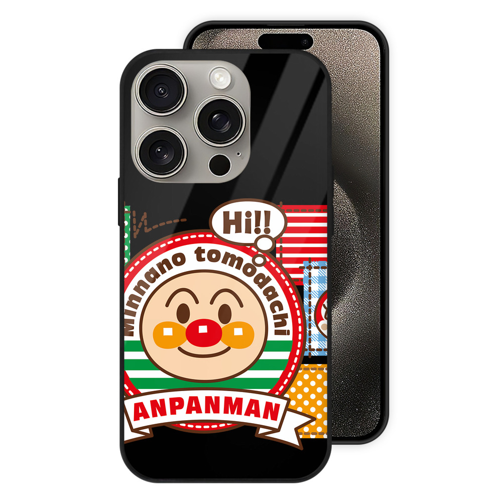 （画像用） アンパンマン Anpanman 【iPhone15Pro対応】スマホケース 耐衝撃＆黄変防止 背面ガラス