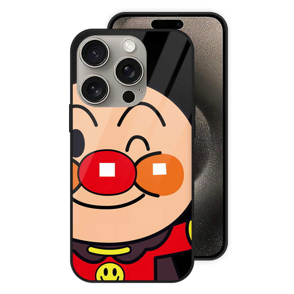 （画像用） アンパンマン Anpanman 【iPhone15Pro対応】スマホケース 耐衝撃＆黄変防止 背面ガラス