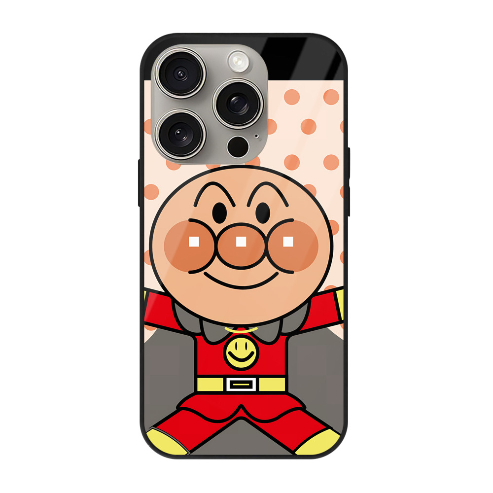 （画像用） アンパンマン Anpanman 【iPhone15Pro対応】スマホケース 耐衝撃＆黄変防止 背面ガラス