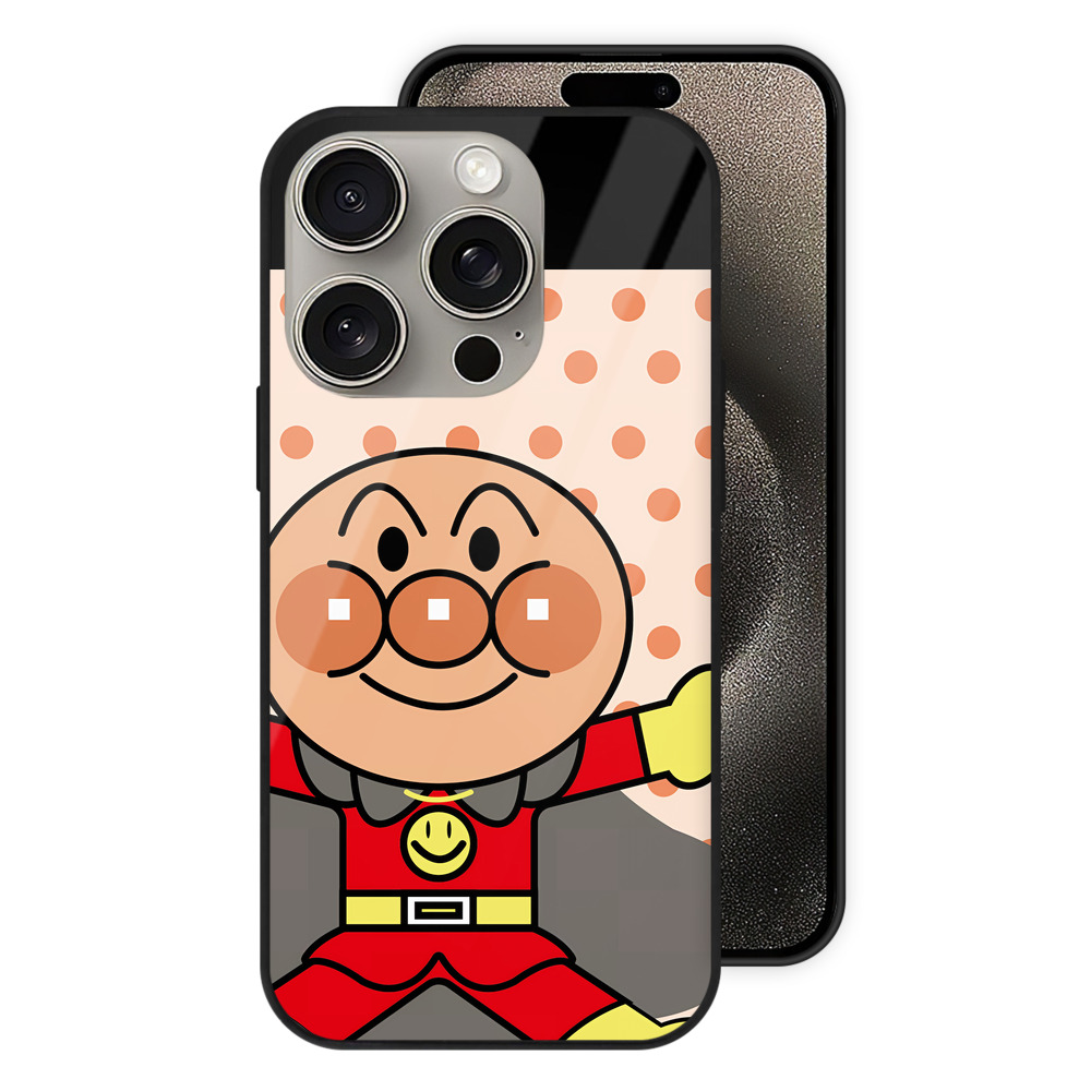 （画像用） アンパンマン Anpanman 【iPhone15Pro対応】スマホケース 耐衝撃＆黄変防止 背面ガラス