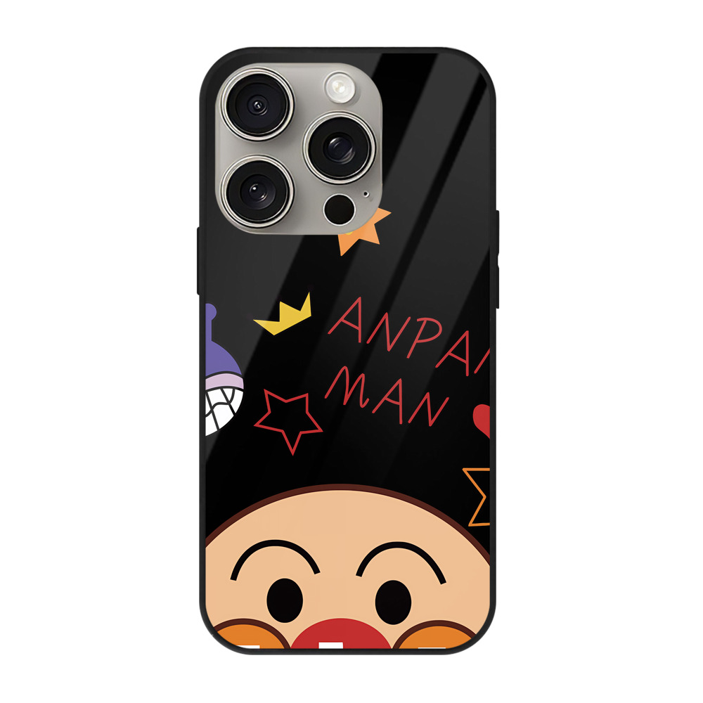（画像用） アンパンマン Anpanman 【iPhone15Pro対応】スマホケース 耐衝撃＆黄変防止 背面ガラス