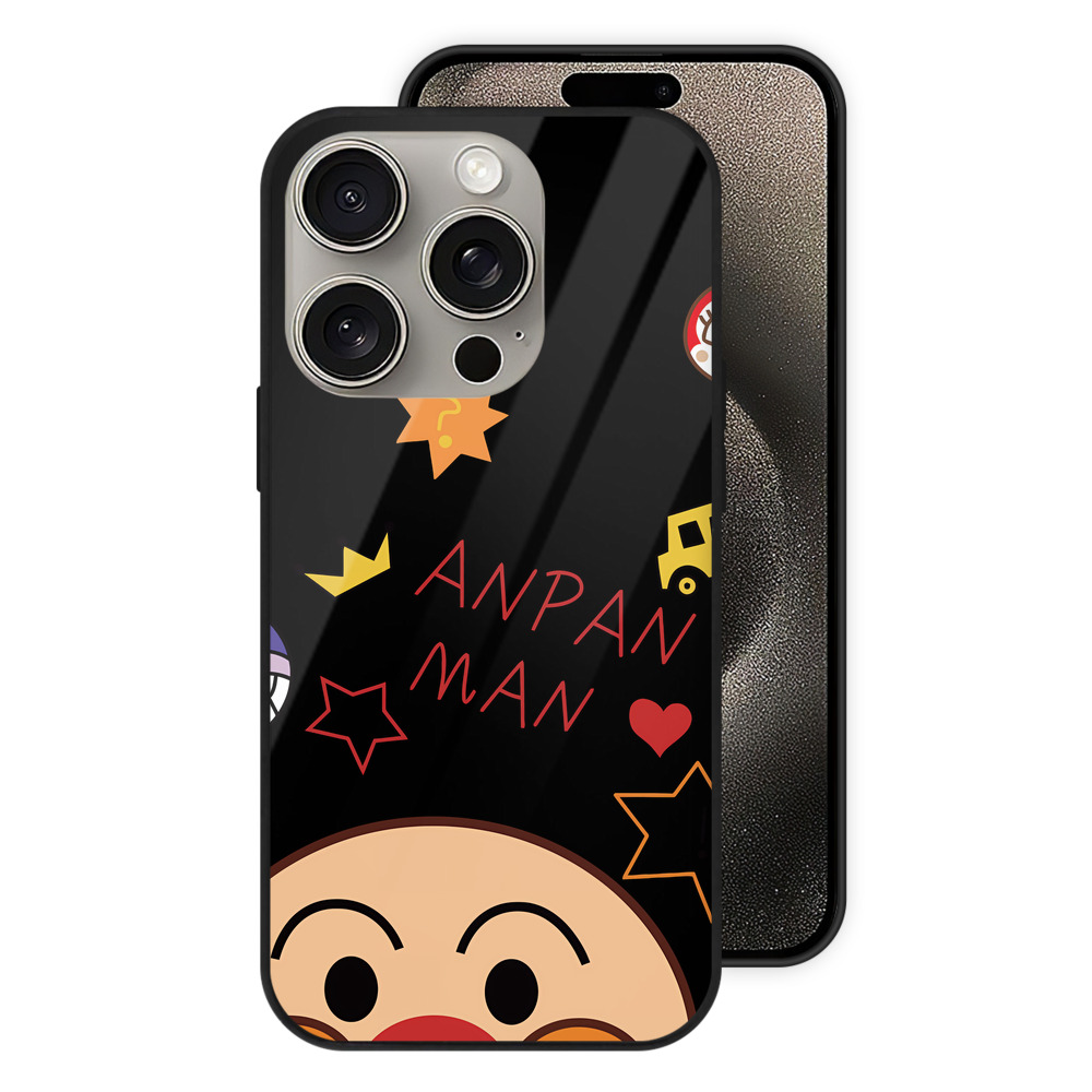 （画像用） アンパンマン Anpanman 【iPhone15Pro対応】スマホケース 耐衝撃＆黄変防止 背面ガラス