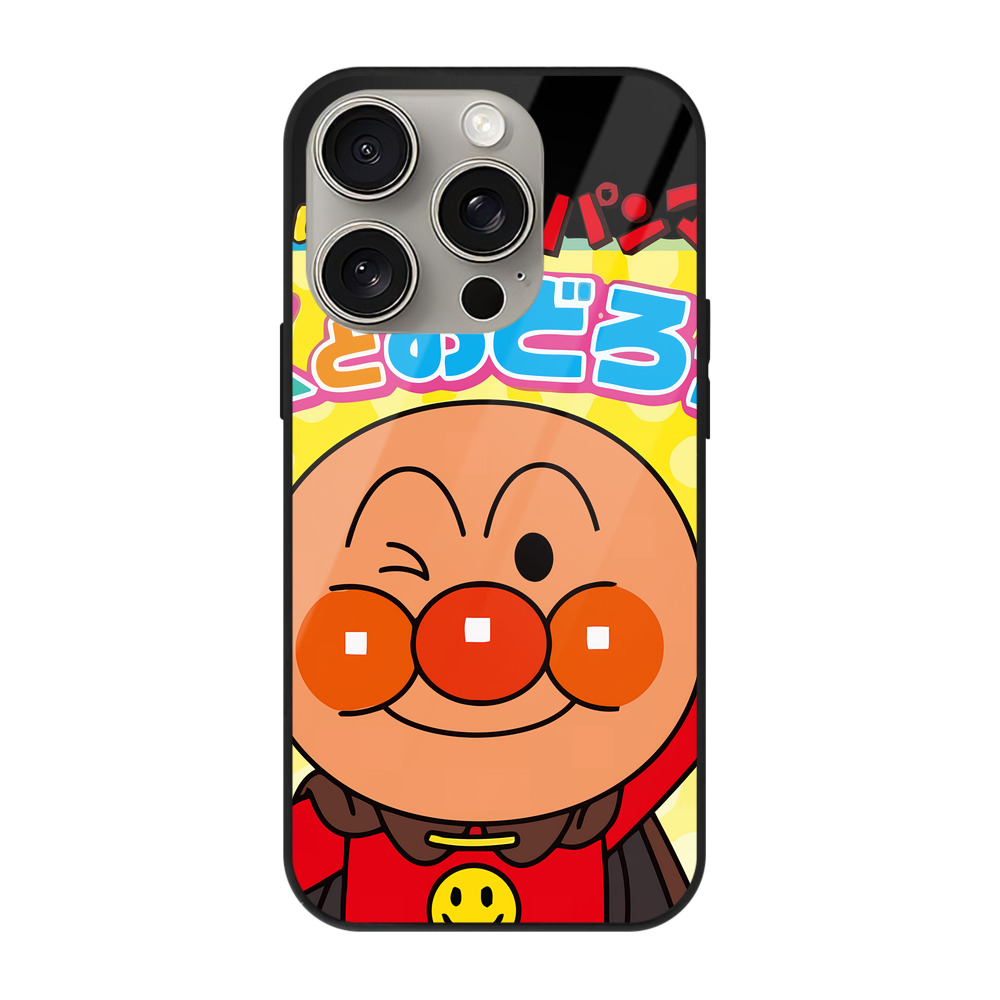 （画像用） アンパンマン Anpanman 【iPhone15Pro対応】スマホケース 耐衝撃＆黄変防止 背面ガラス