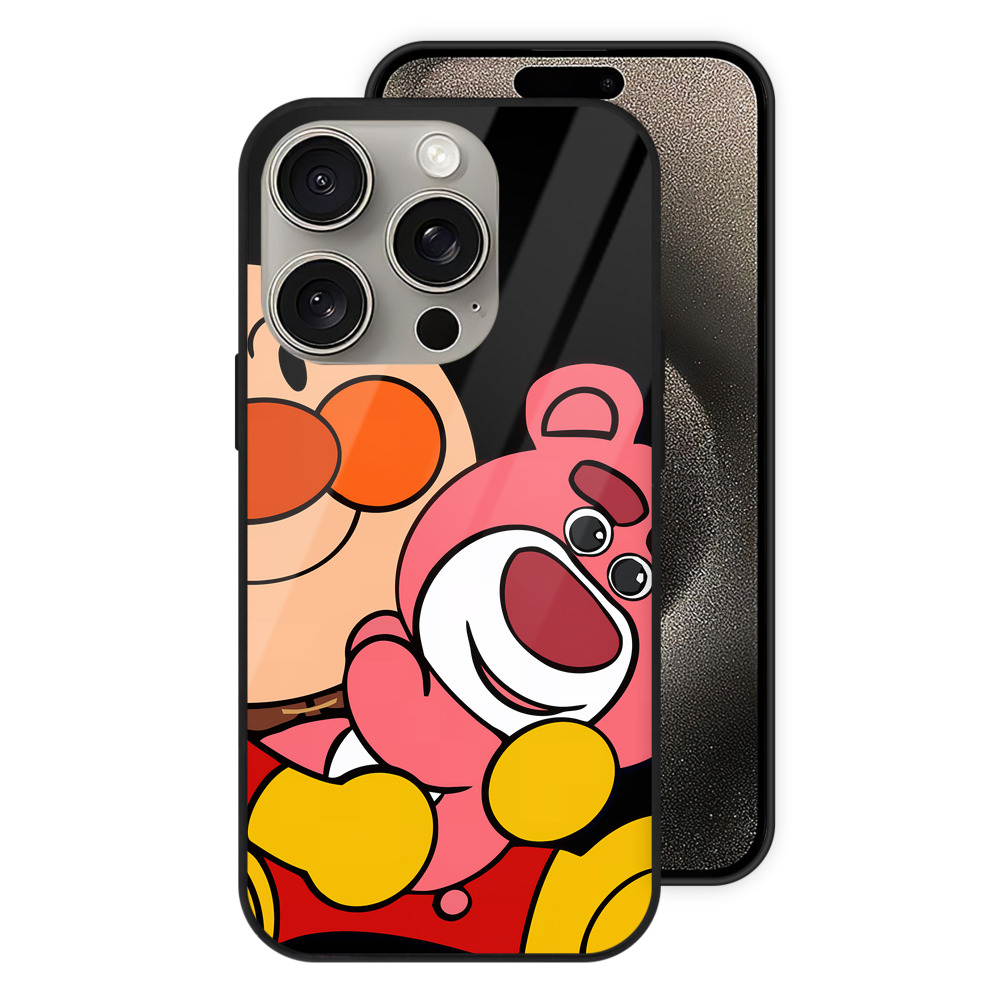 （画像用） アンパンマン Anpanman 【iPhone15Pro対応】スマホケース 耐衝撃＆黄変防止 背面ガラス